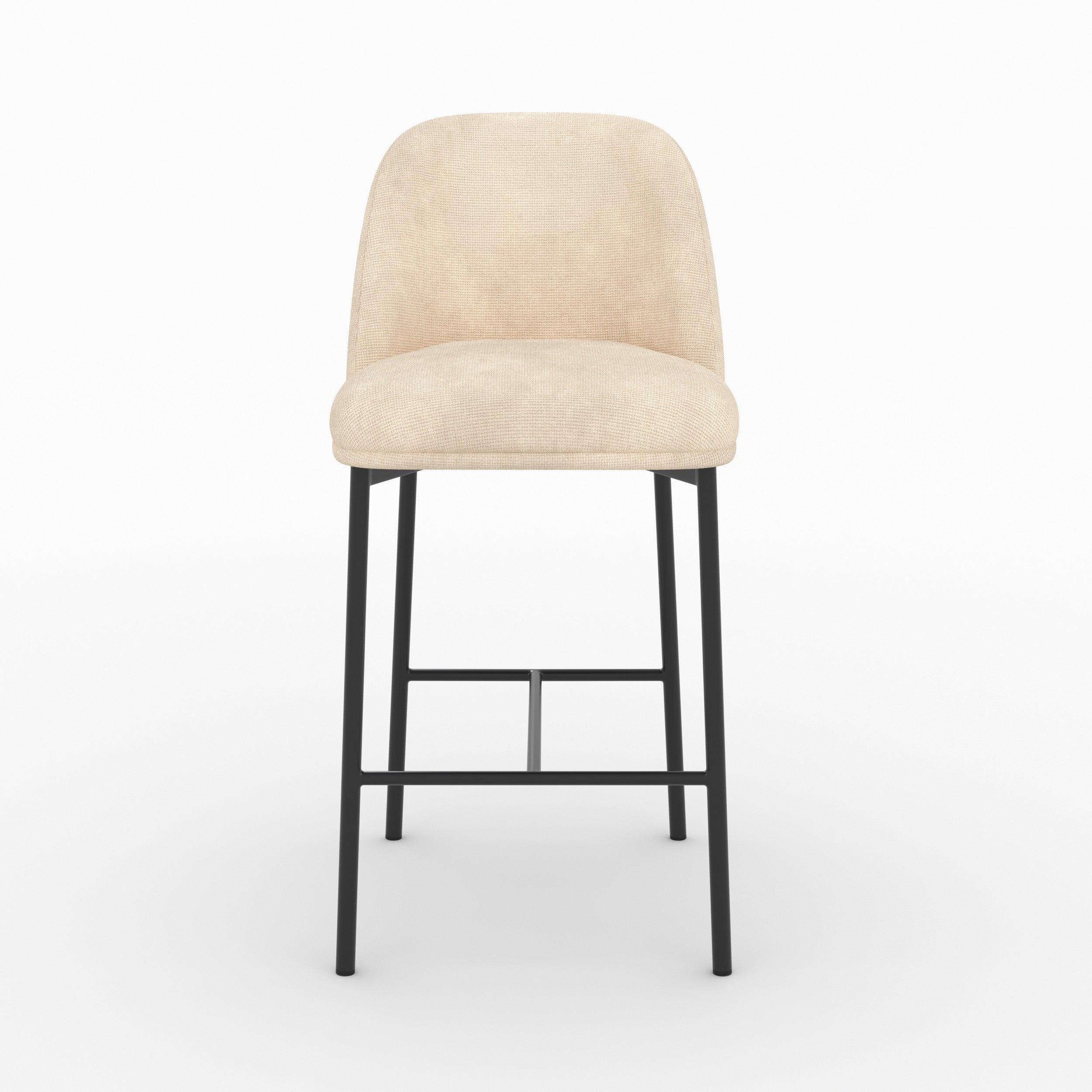 Chaise pour îlot central Noah en tissu beige, assise 67 cm, vue de face - Maison Pavane