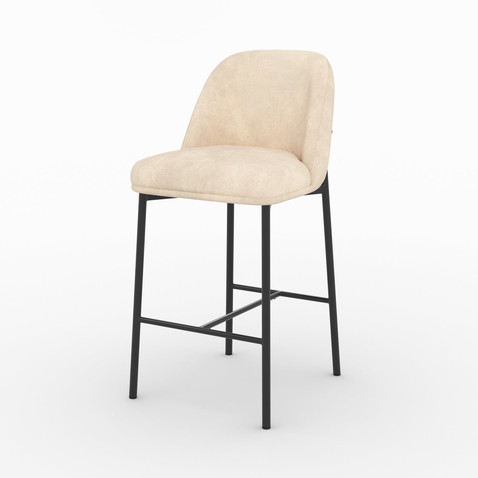Chaise pour îlot central Noah en tissu beige, vue de trois quarts - Maison Pavane
