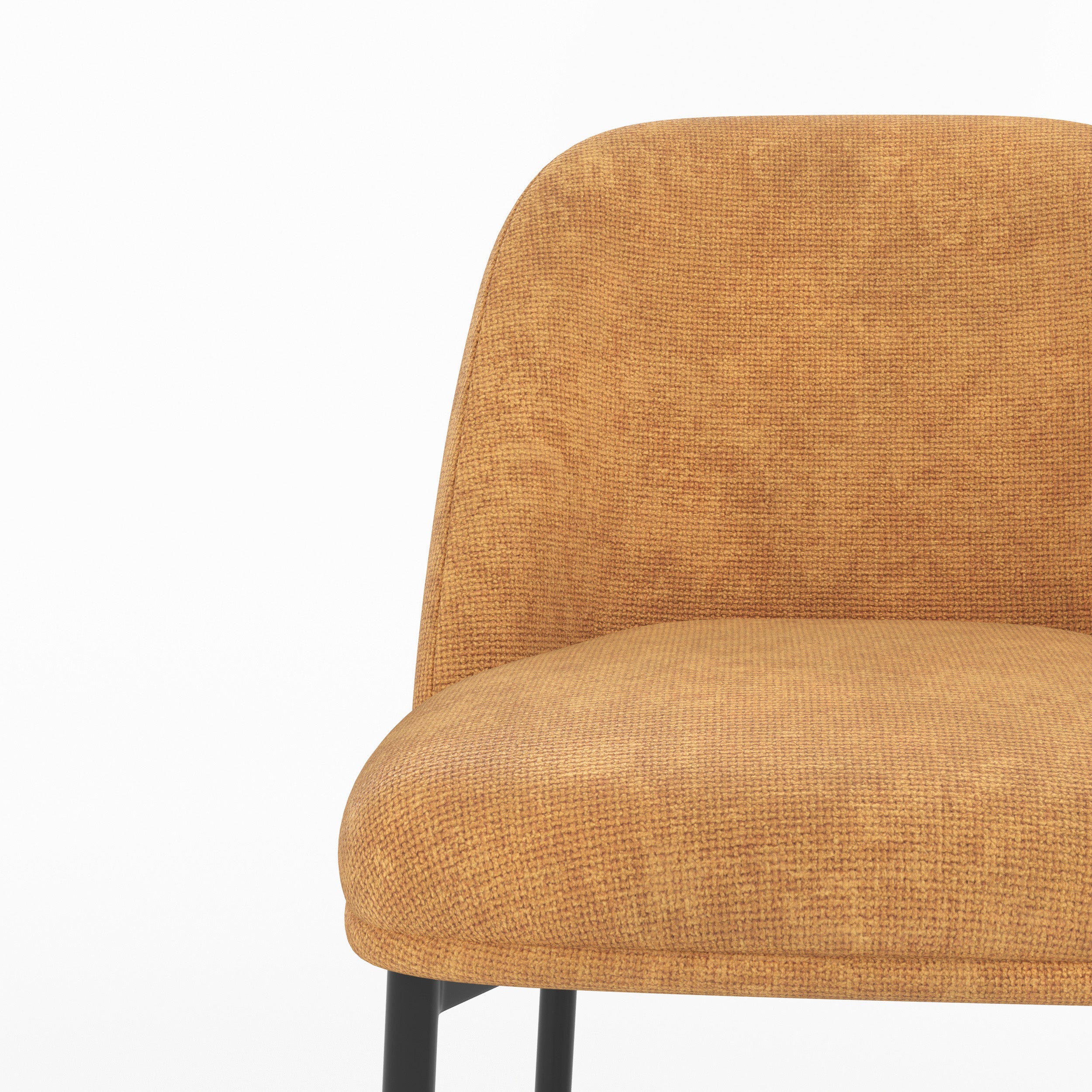 Détail de l'assise et du dossier en tissu jaune moutarde de la chaise pour îlot central Noah - Maison Pavane