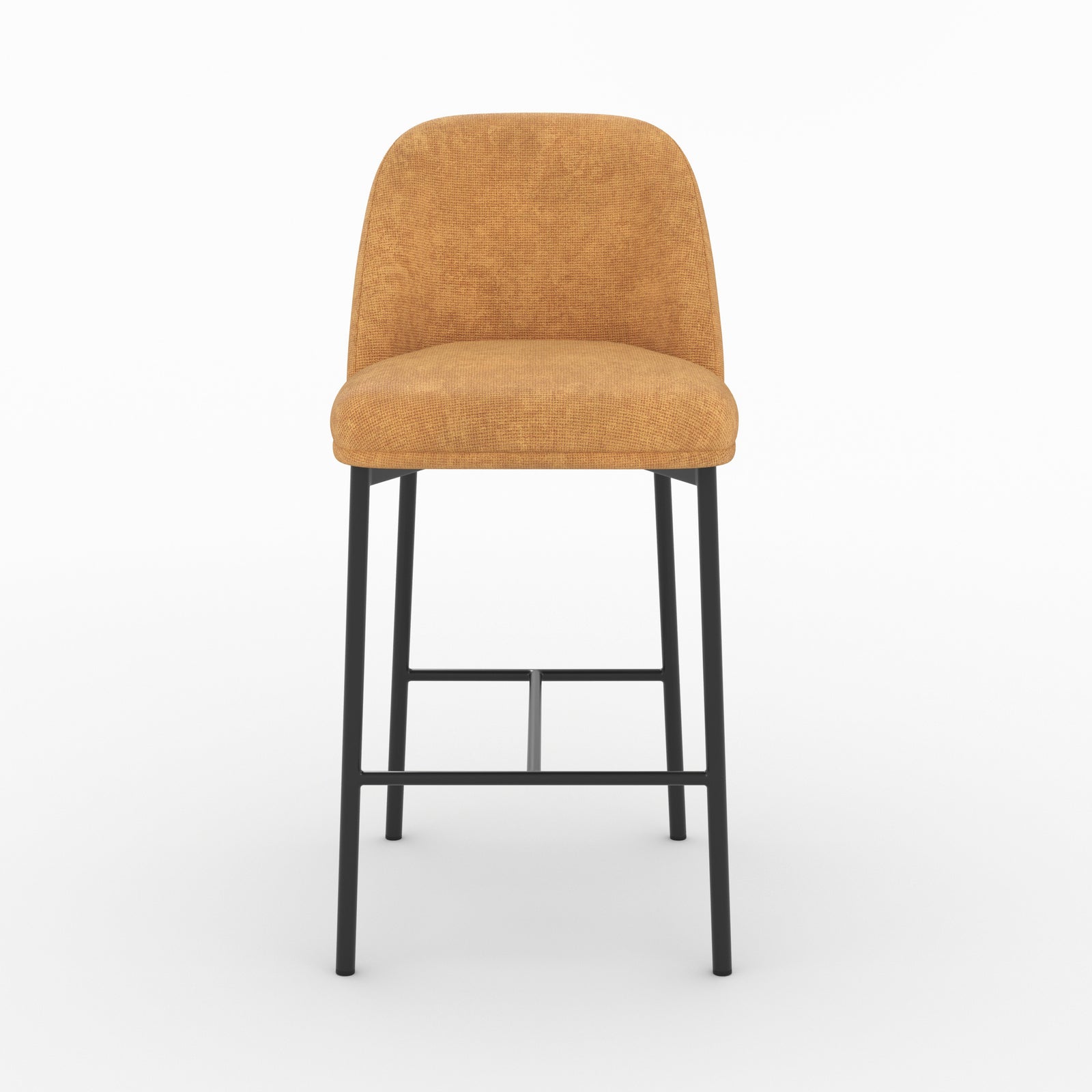 Chaise pour îlot central Noah en tissu jaune moutarde, assise 67 cm, vue de face - Maison Pavane
