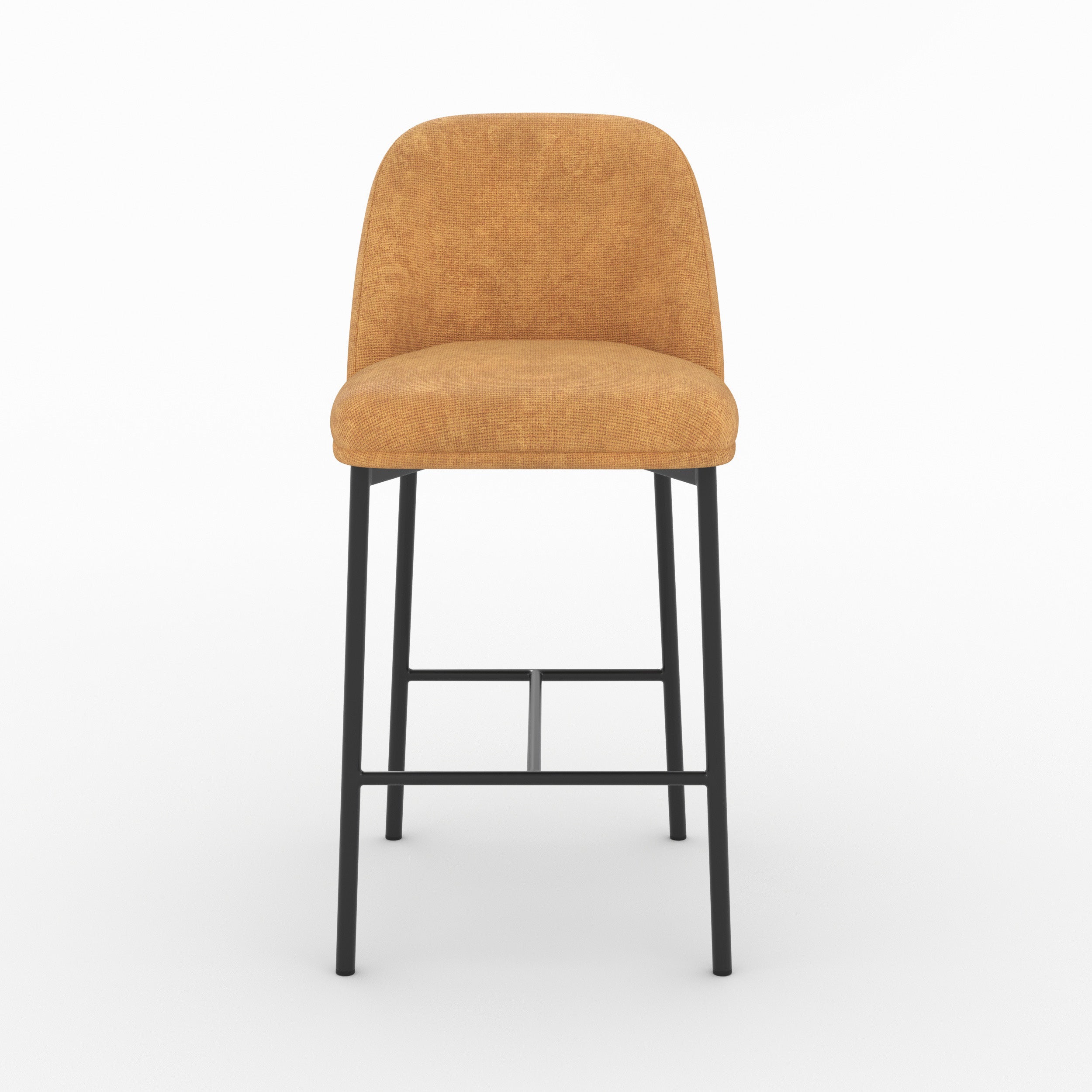 Chaise pour îlot central Noah en tissu jaune moutarde, assise 67 cm, vue de face - Maison Pavane