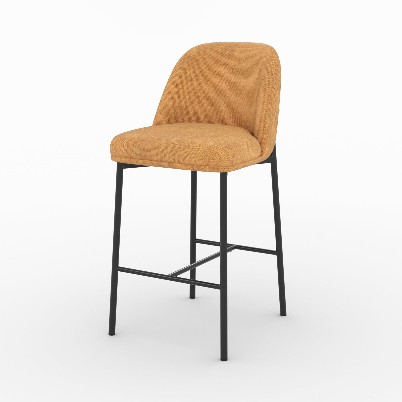 Chaise pour îlot central Noah en tissu jaune moutarde, vue de trois quarts - Maison Pavane