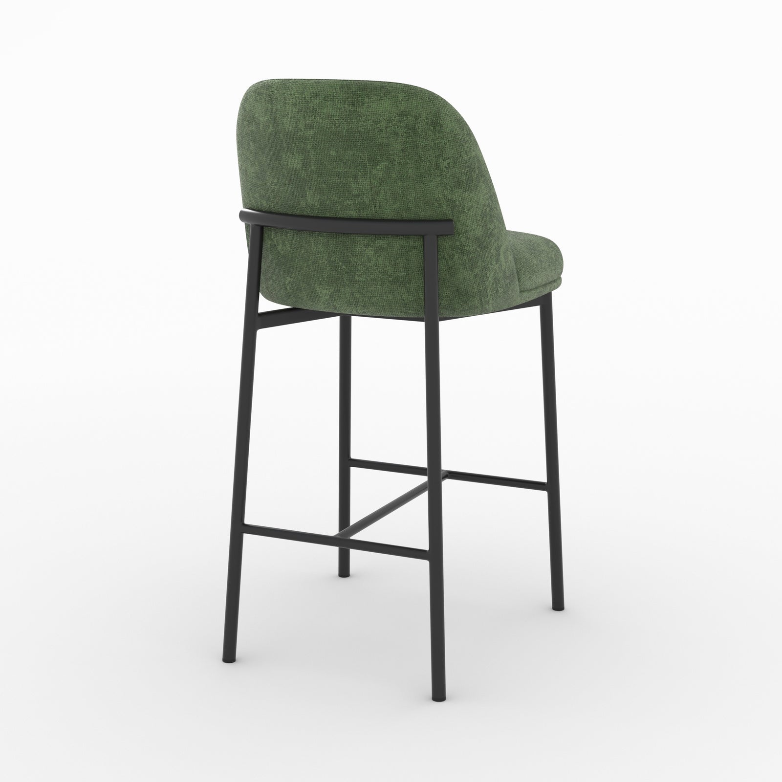 Chaise pour îlot central Noah en tissu vert sapin, vue de trois quarts arrière - Maison Pavane