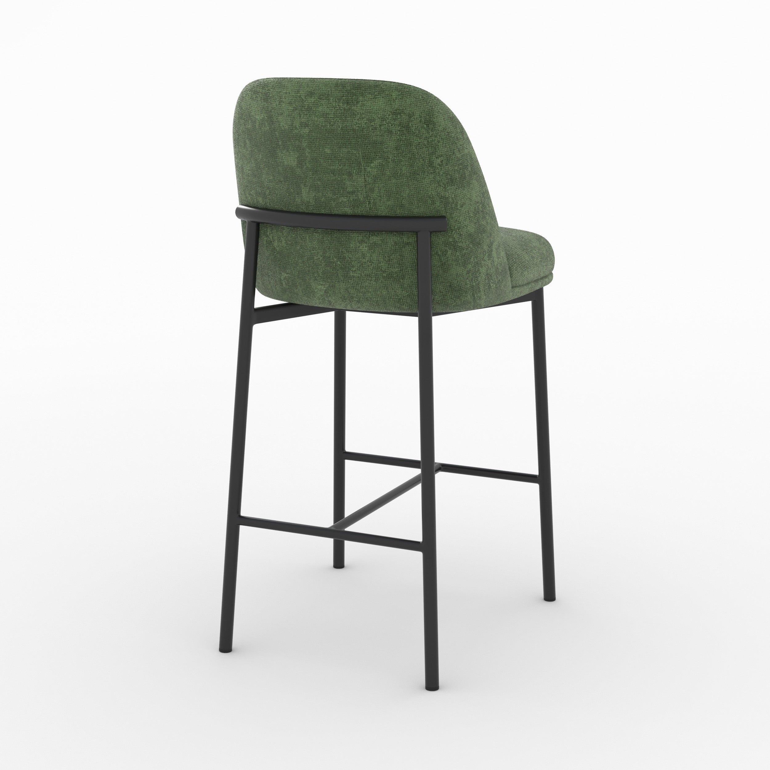Chaise pour îlot central Noah en tissu vert sapin, vue de trois quarts arrière - Maison Pavane