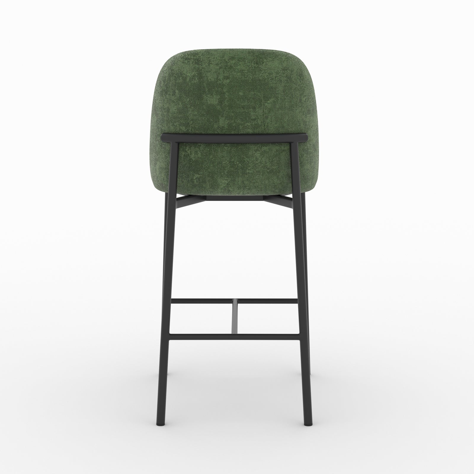 Chaise pour îlot central Noah en tissu vert sapin, vue de dos - Maison Pavane