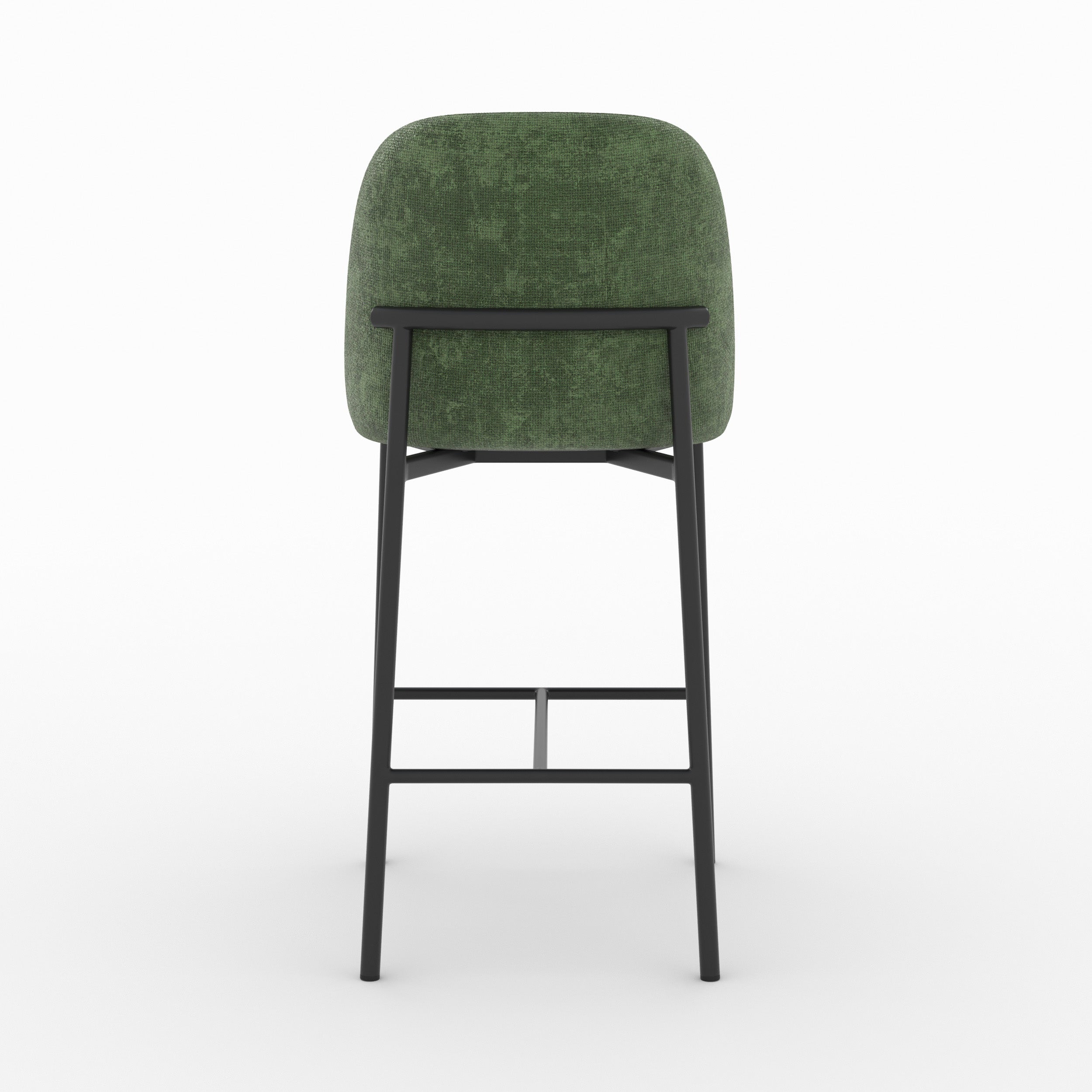 Chaise pour îlot central Noah en tissu vert sapin, vue de dos - Maison Pavane
