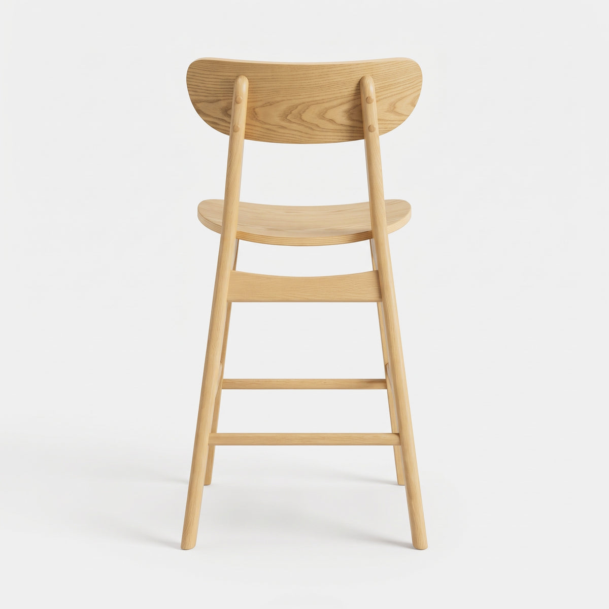 Chaise pour îlot central Tabata 65 cm en bois clair, vue de dos - Maison Pavane