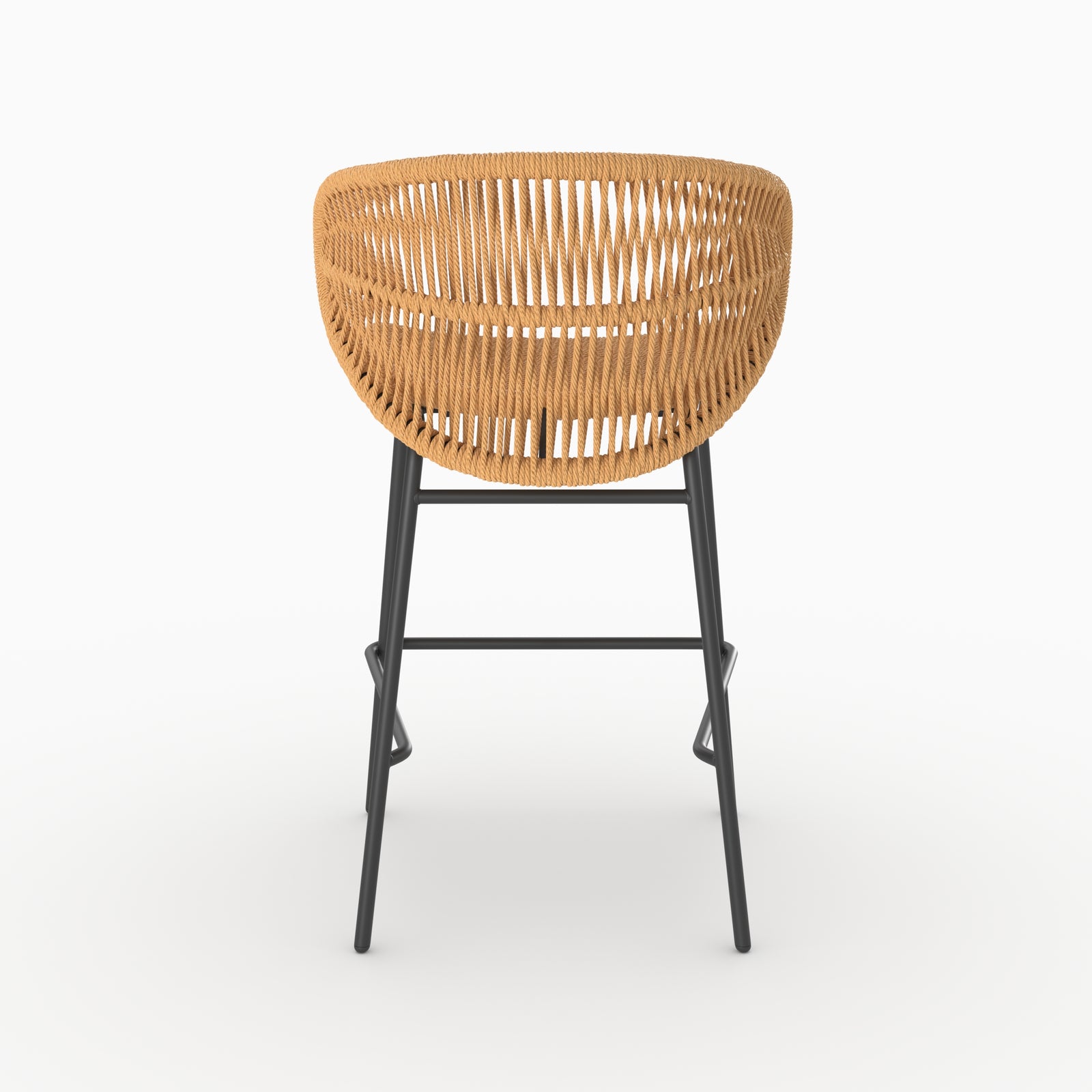 Chaise de bar de terrasse Lara en rotin synthétique naturel, vue de dos - Maison Pavane