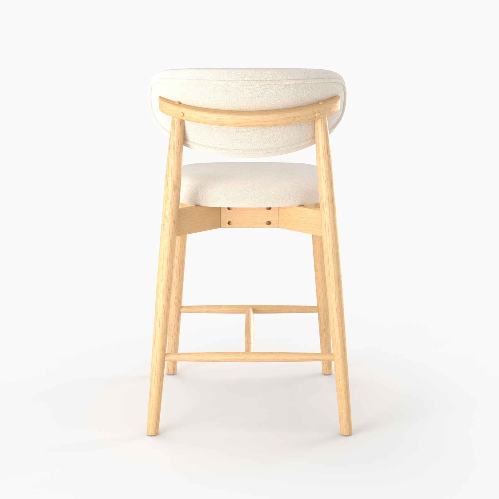 Chaise pour ilot central Yuna en tissu beige et bois clair, vue de dos - Maison Pavane