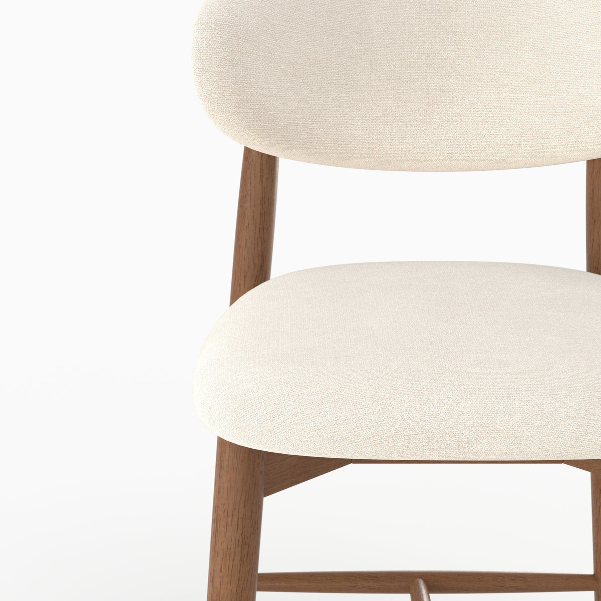 Chaise pour ilot central Yuna en tissu beige, zoom sur l'assise et le dossier - Maison Pavane