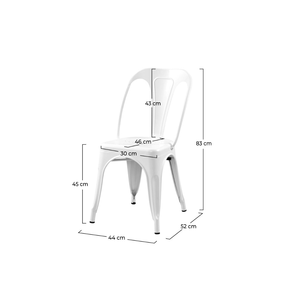 chaise indus blanc mat lot de 2