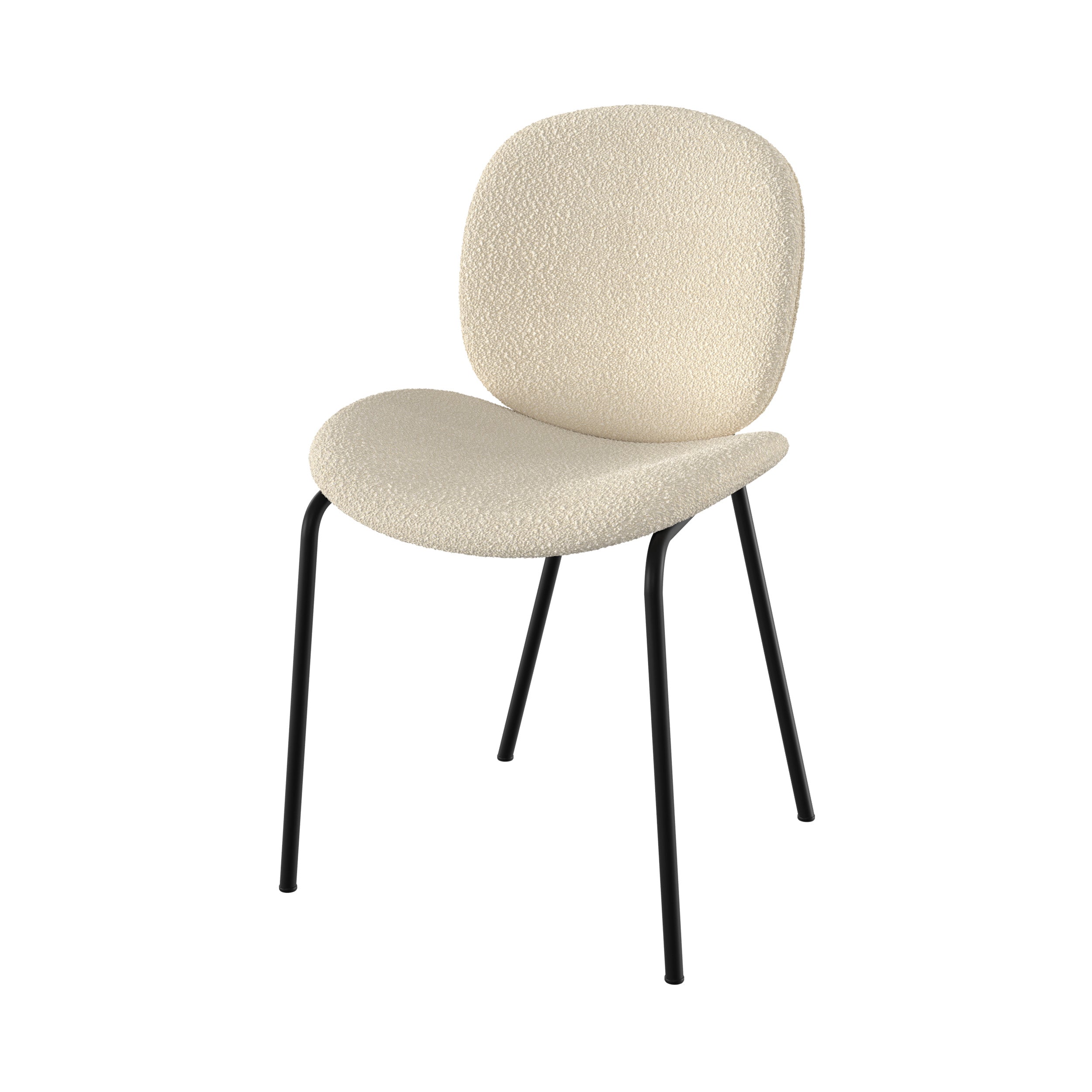 sedia iris in tessuto boucle beige gambe nere set di 2