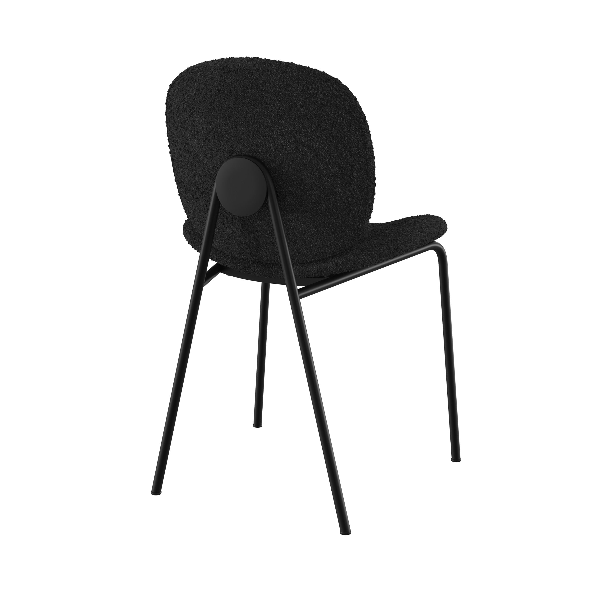 sedia iris in tessuto bouclé nero e piedi in metallo nero confezione da 2