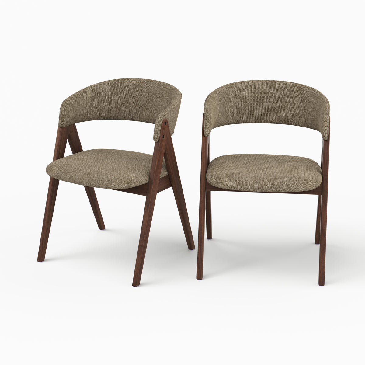 Chaise Isis en bois foncé et tissu vert olive - Maison Pavane