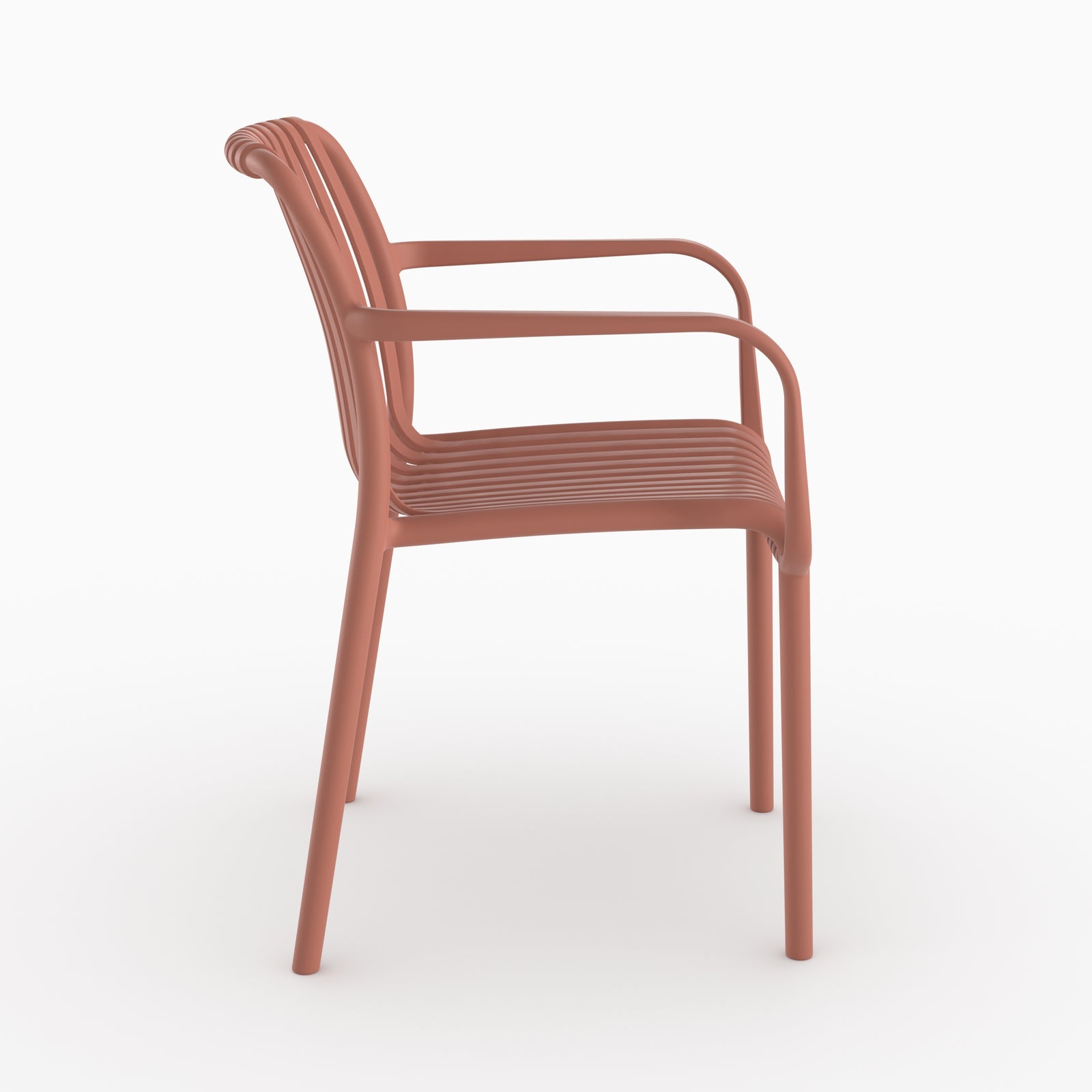 Chaise Ivy jardin plastique terracotta vue côté