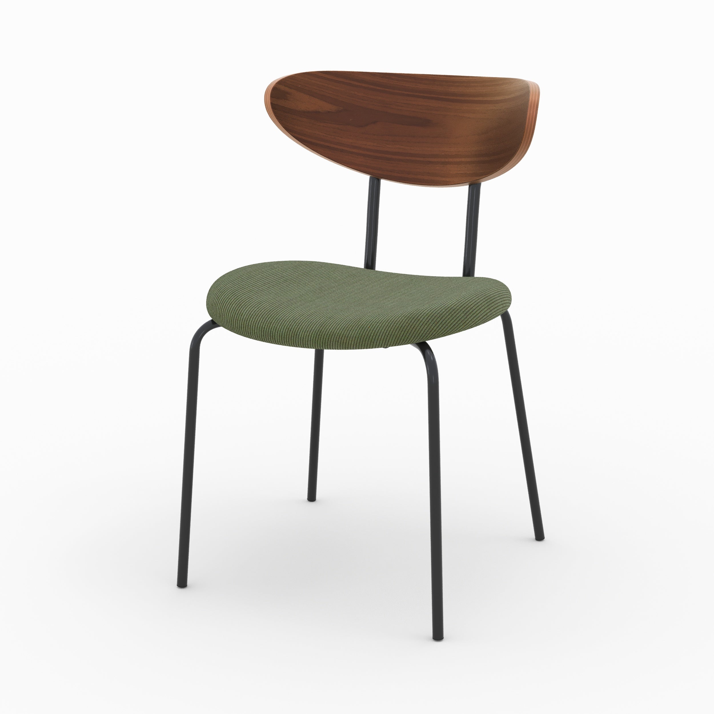 sedia jade in velluto verde kaki e schienale in legno set di 2