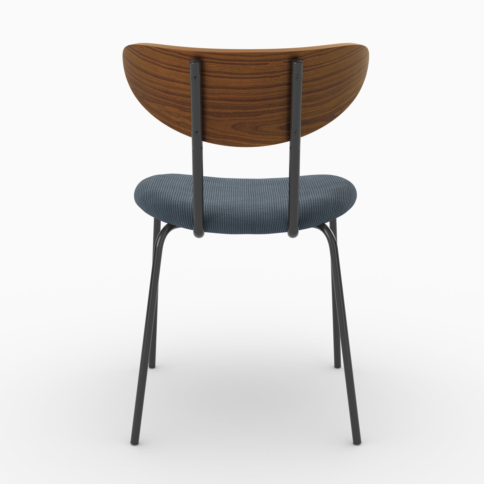 Chaise Jade en velours côtelé bleu marine et dossier en bois, vue de dos - Maison Pavane