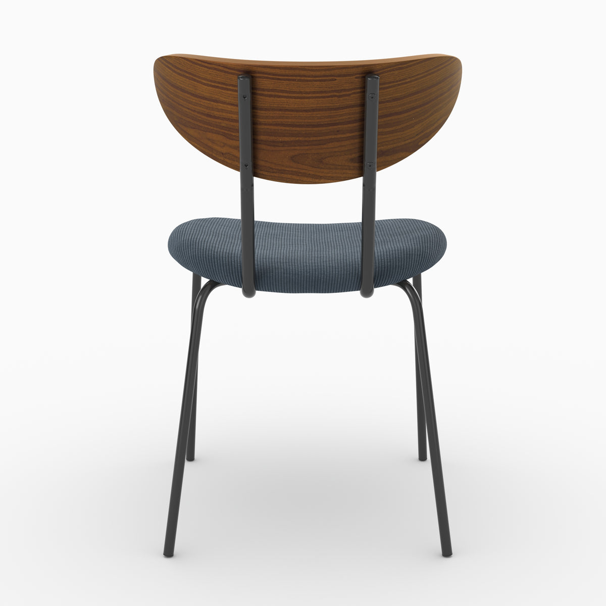 Chaise Jade en velours côtelé bleu marine et dossier en bois, vue de dos - Maison Pavane