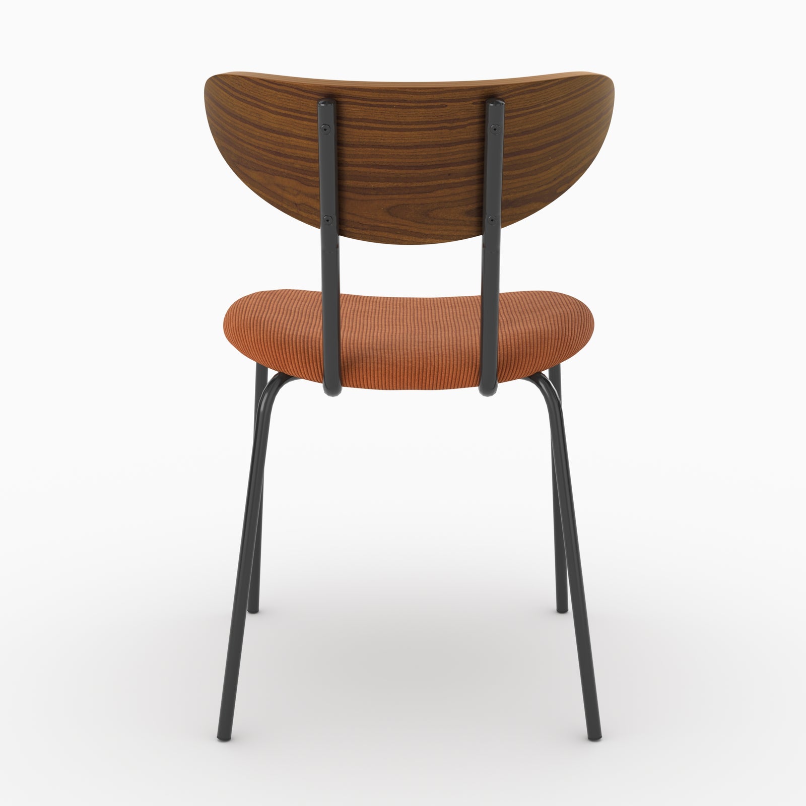 Chaise Jade en velours côtelé terracotta et dossier en bois, vue de dos - Maison Pavane