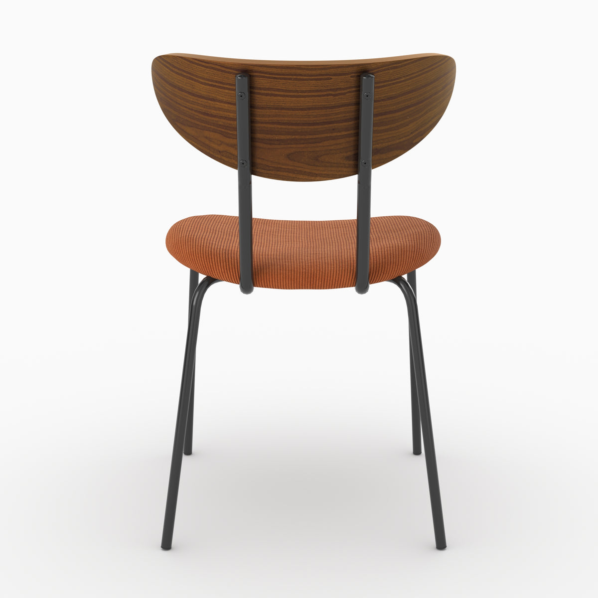 Chaise Jade en velours côtelé terracotta et dossier en bois, vue de dos - Maison Pavane