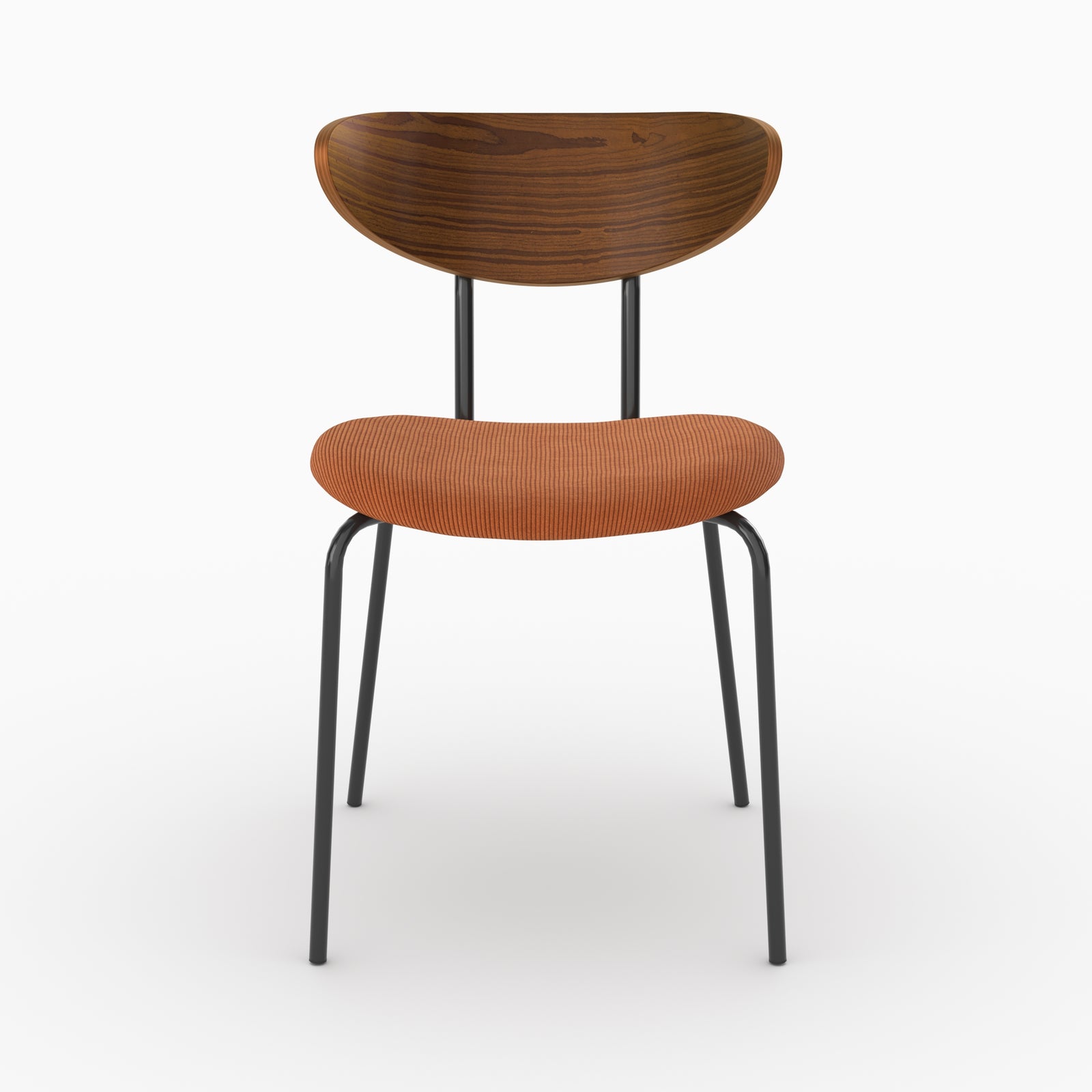 Chaise Jade en velours côtelé terracotta et dossier en bois, vue de face - Maison Pavane