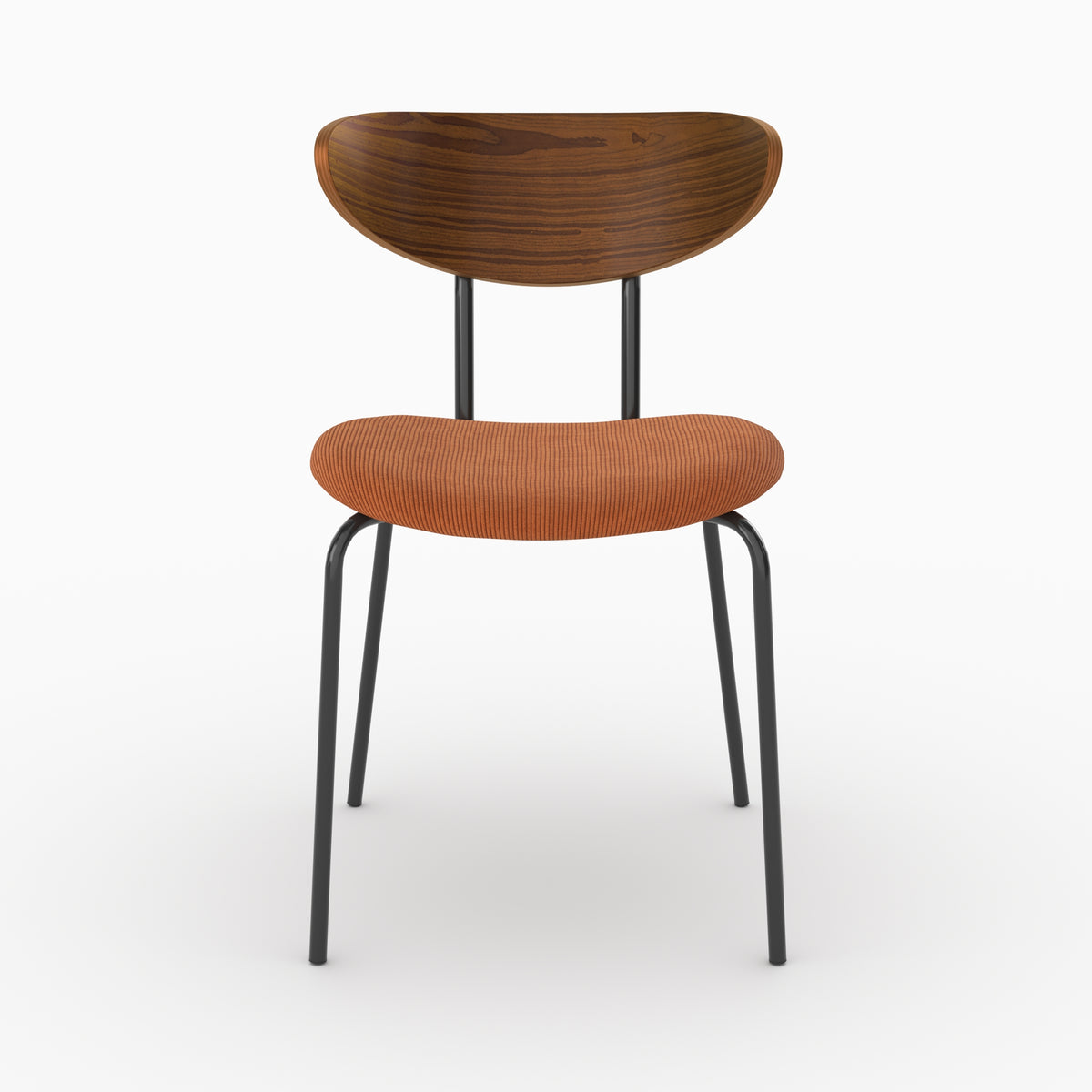Chaise Jade en velours côtelé terracotta et dossier en bois, vue de face - Maison Pavane