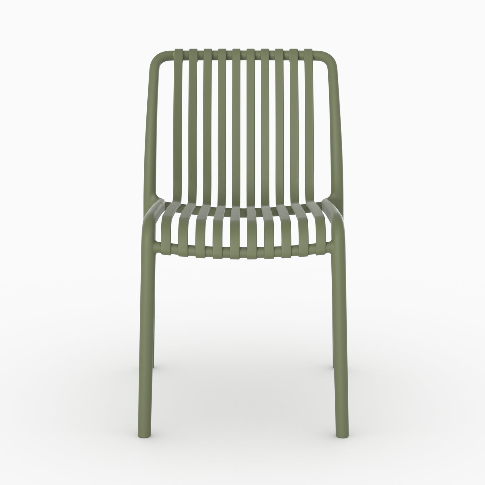 Chaise jardin Duli empilable plastique kaki vue face