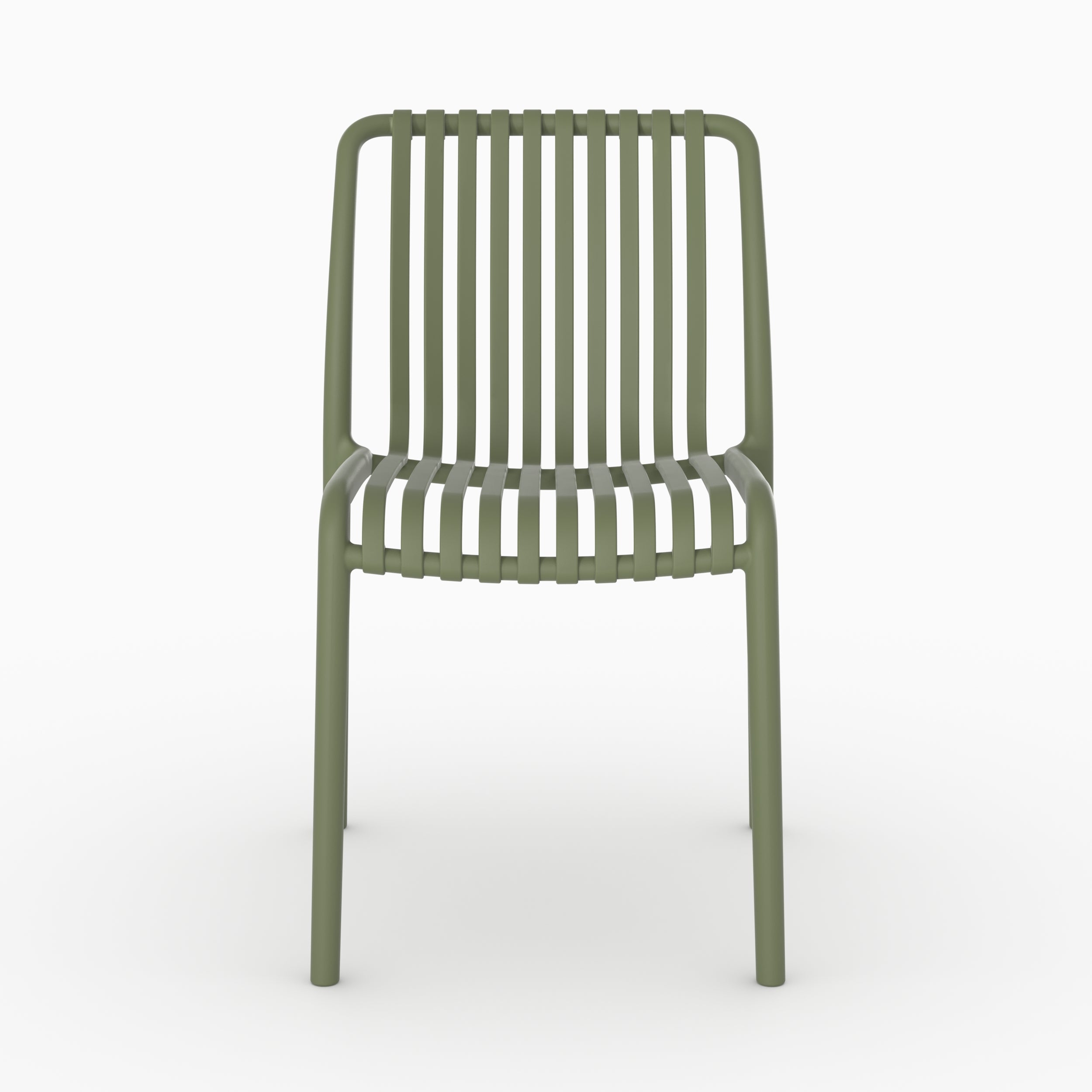 Chaise jardin Duli empilable plastique kaki vue face