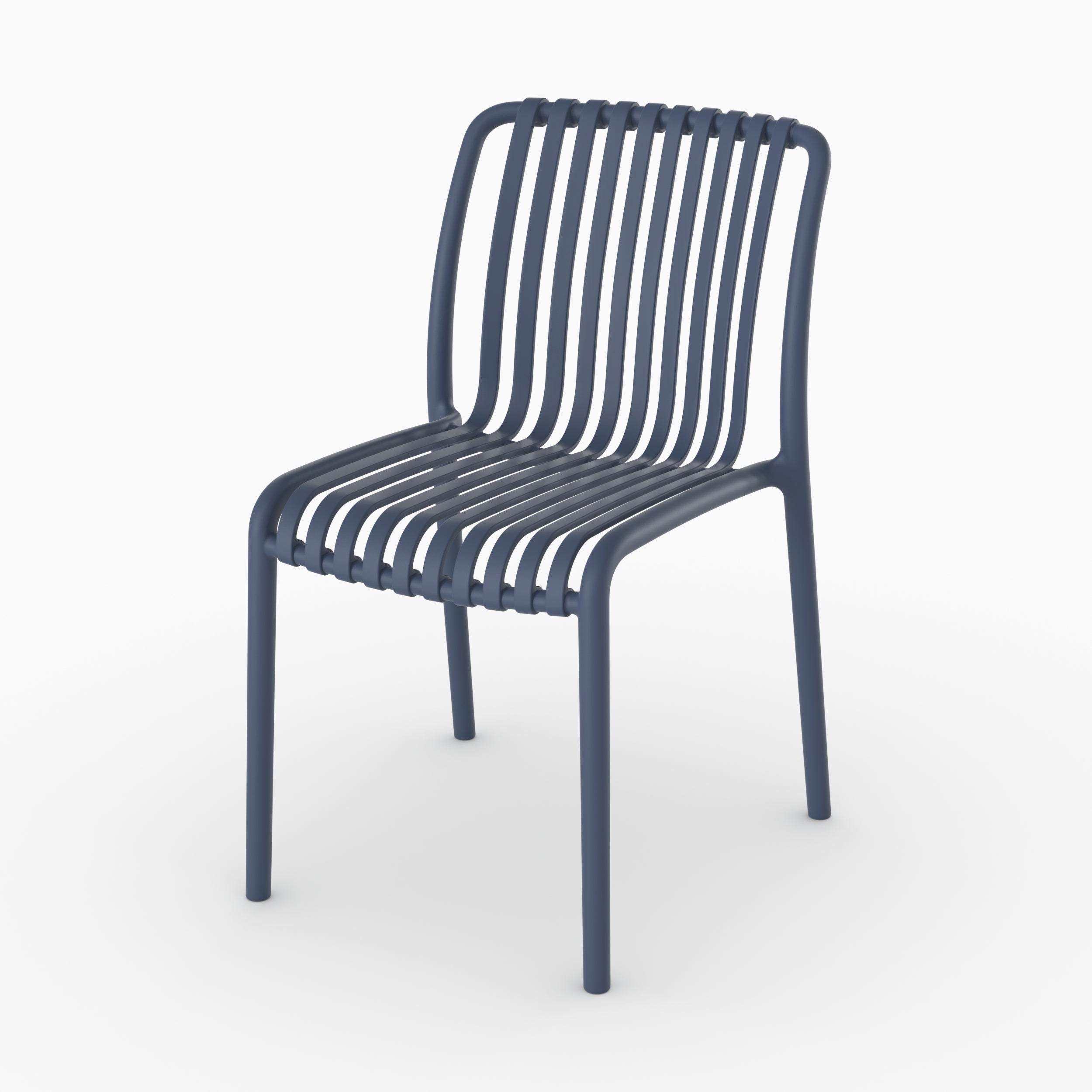 Chaise jardin Duli plastique bleu marine empilable vue face packshot
