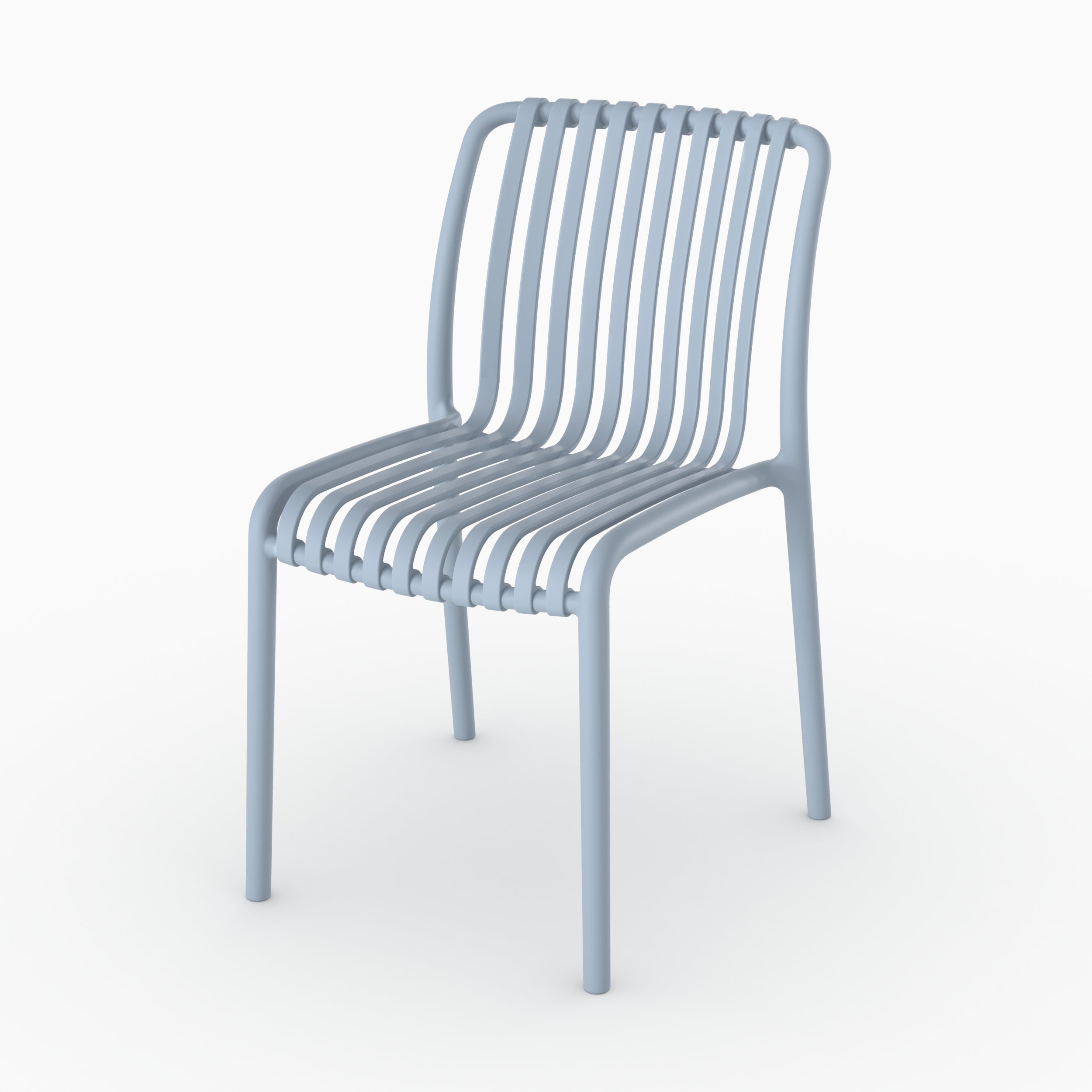 Chaise jardin Duli plastique bleu pastel empilable vue face packshot