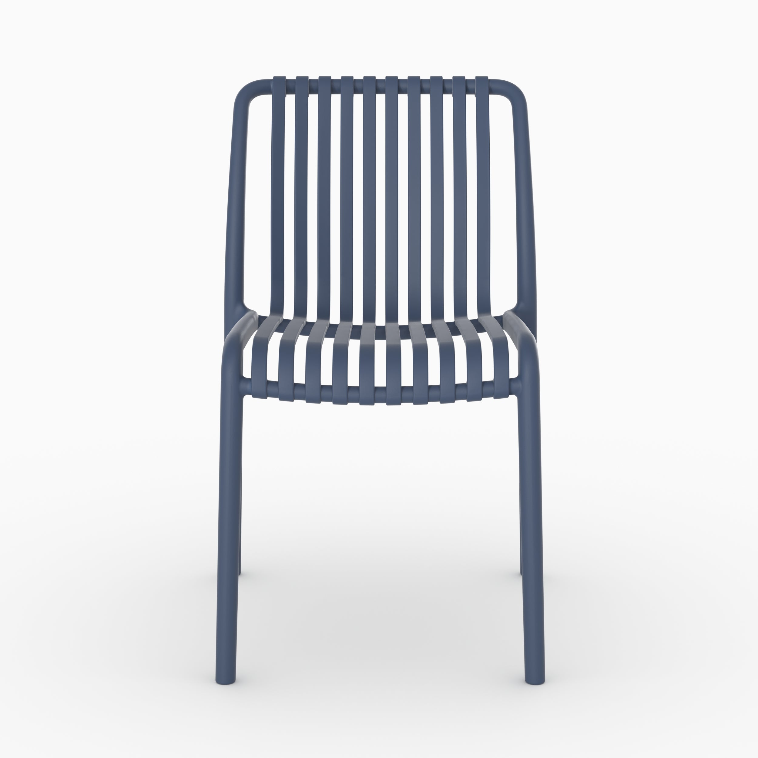 Chaise jardin empilable Duli bleu marine plastique perspective vue