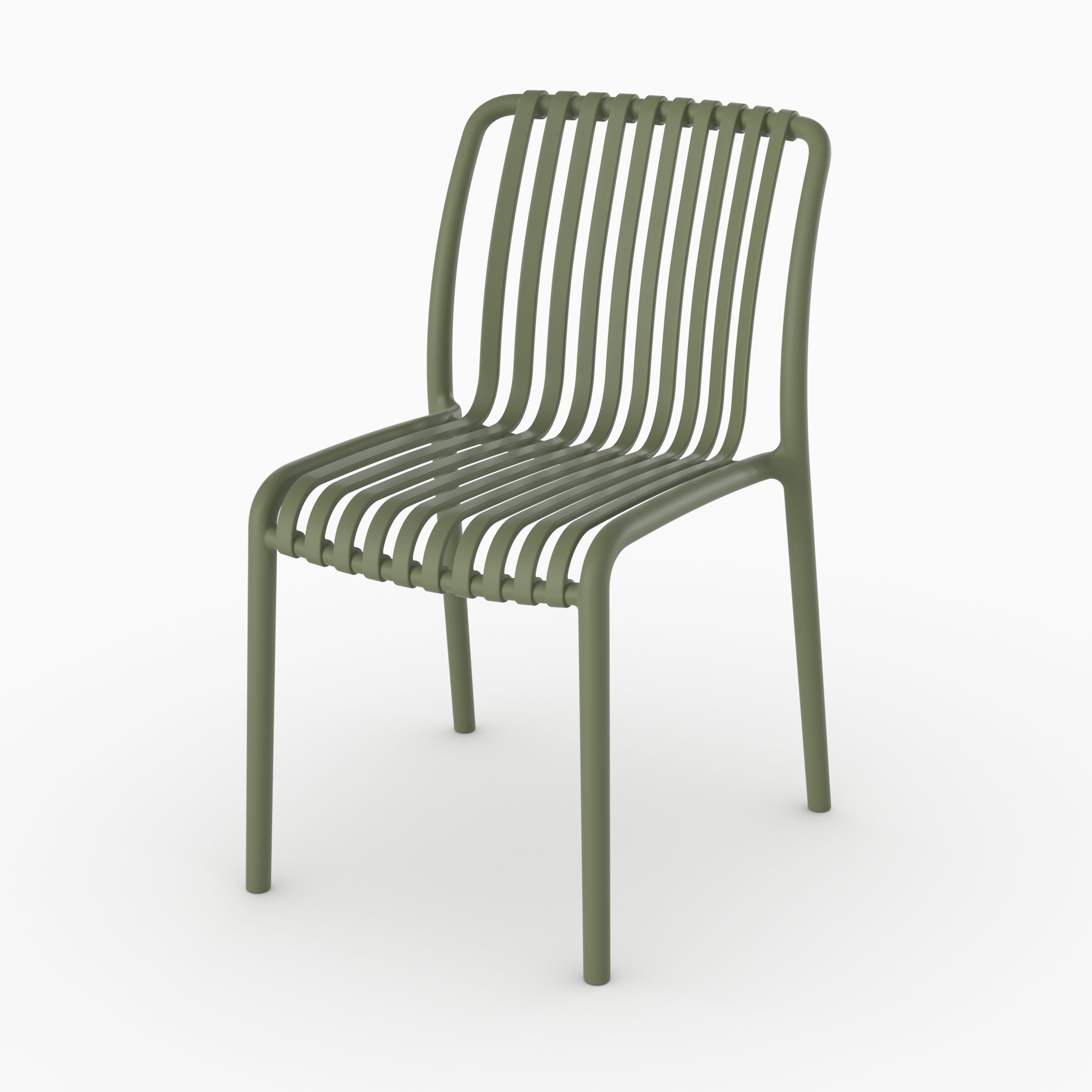 Chaise jardin empilable Duli plastique vert kaki vue face