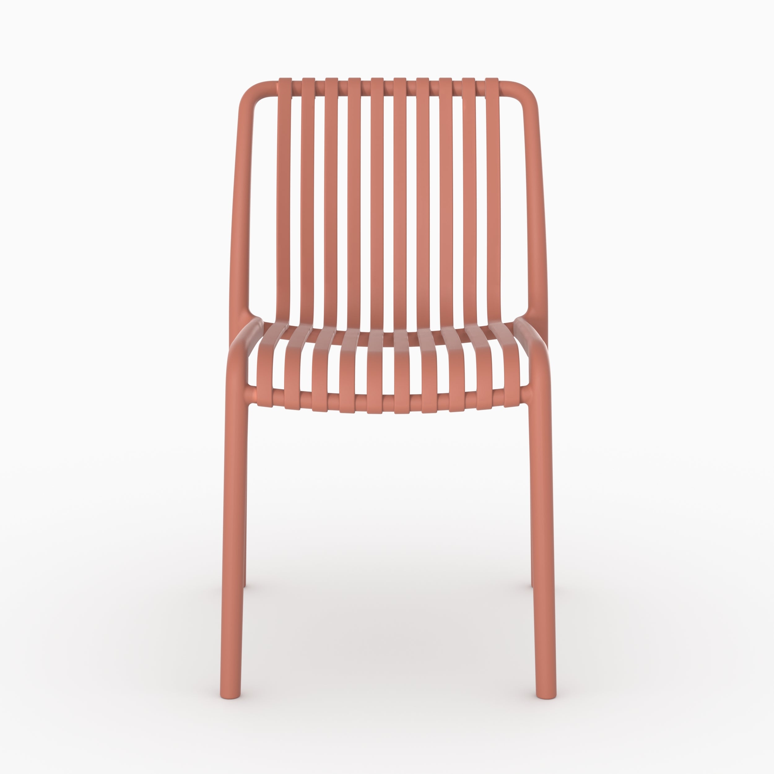 Chaise jardin empilable Duli terracotta plastique perspective vue
