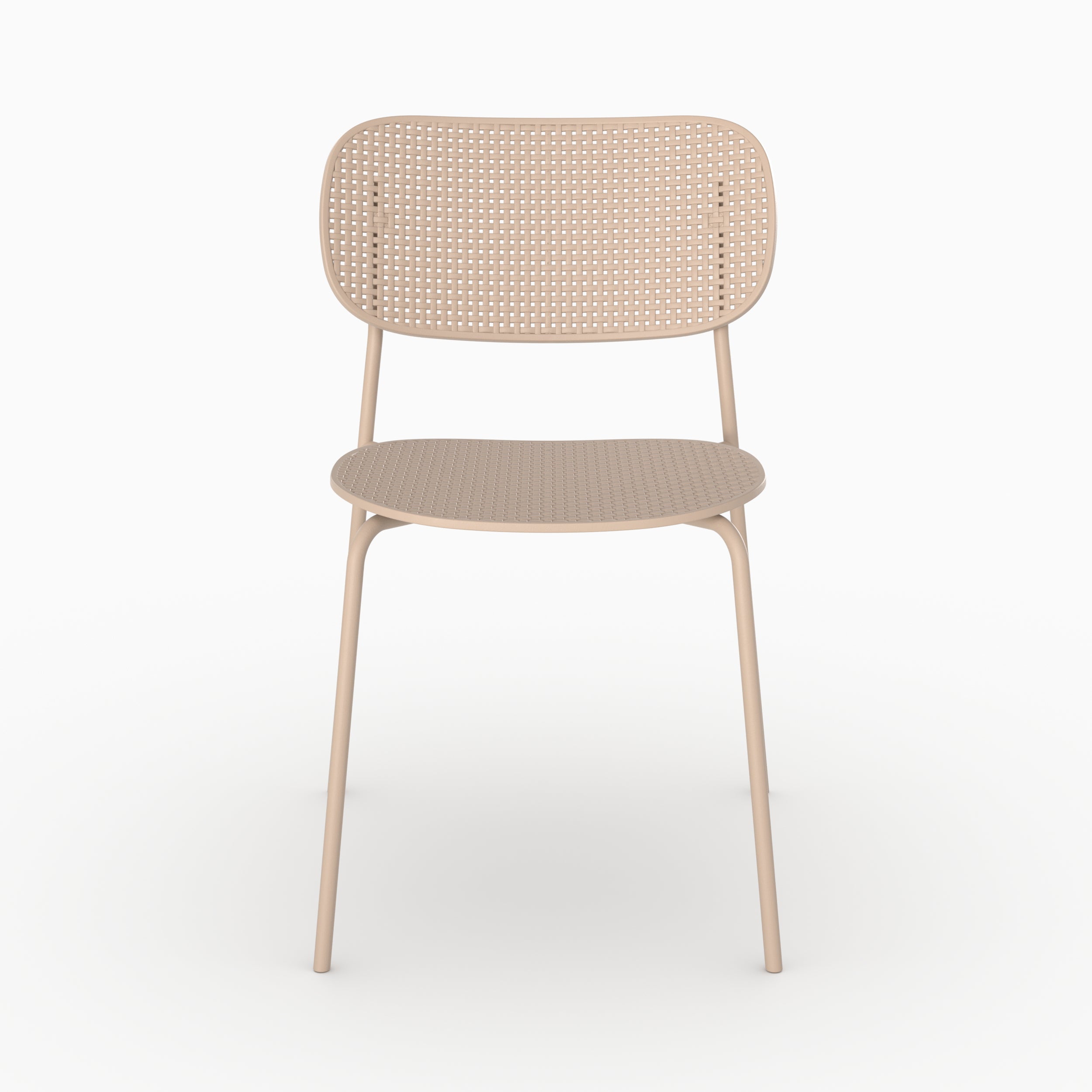 Chaise jardin empilable Gea beige plastique perspective vue