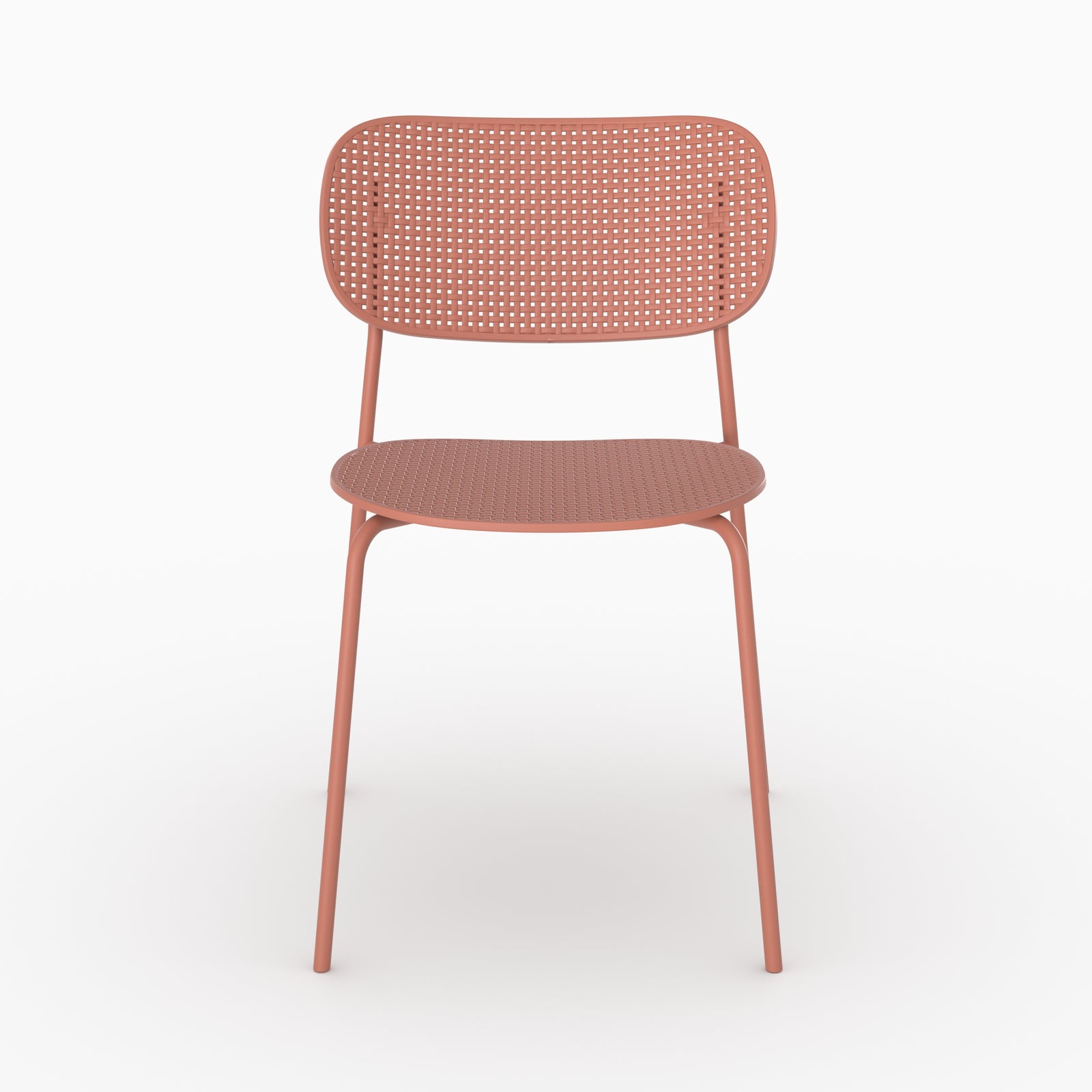 Chaise jardin empilable Gea terracotta plastique perspective vue