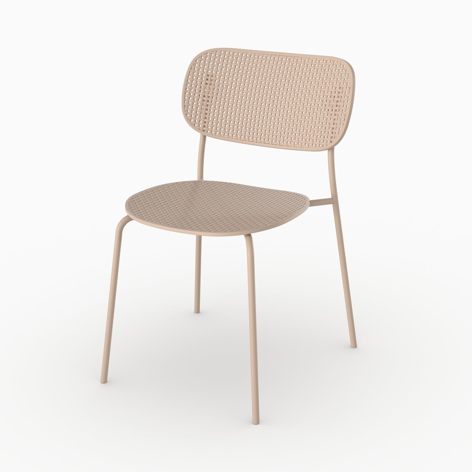 Chaise jardin Gea plastique beige empilable vue face packshot