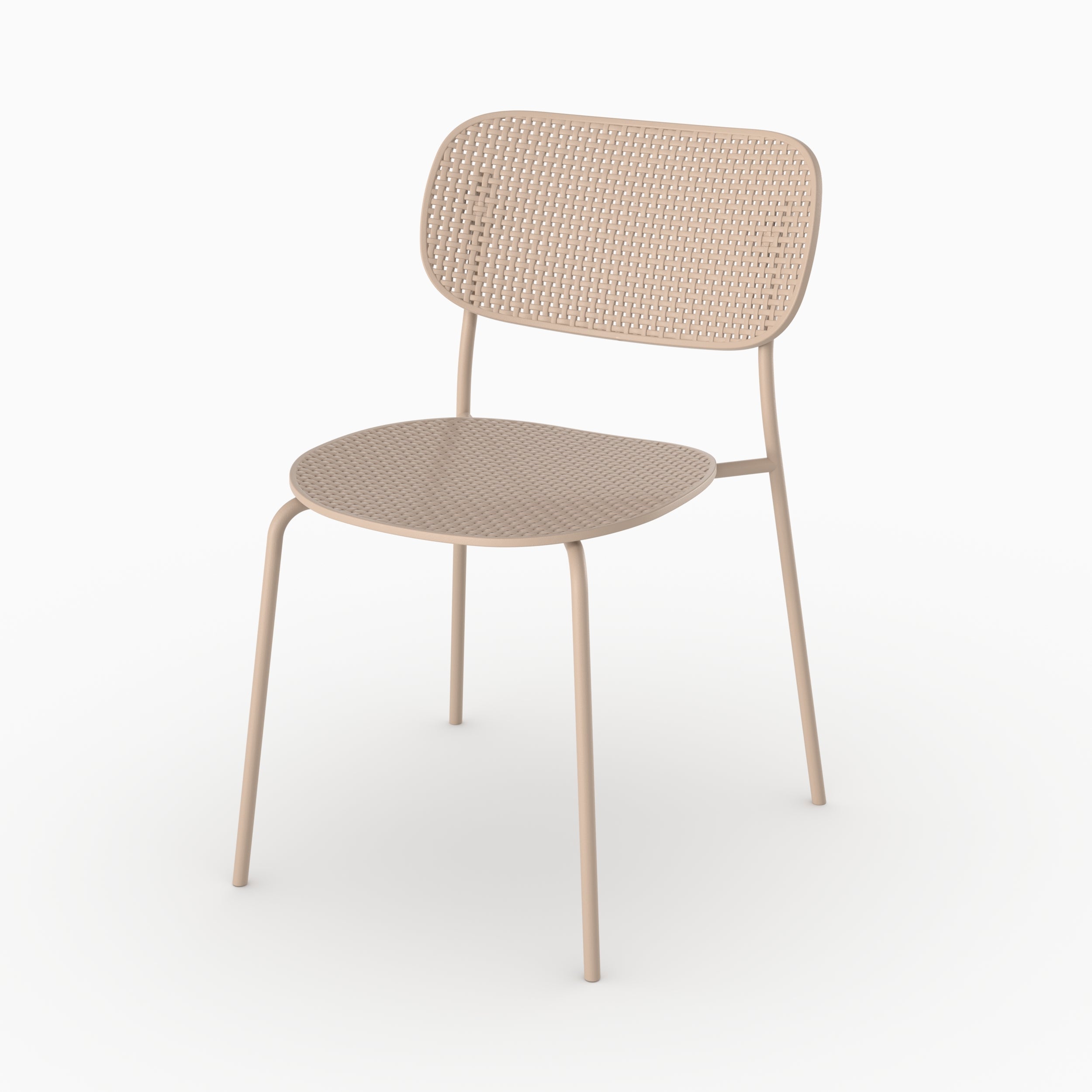 Chaise jardin Gea plastique beige empilable vue face packshot