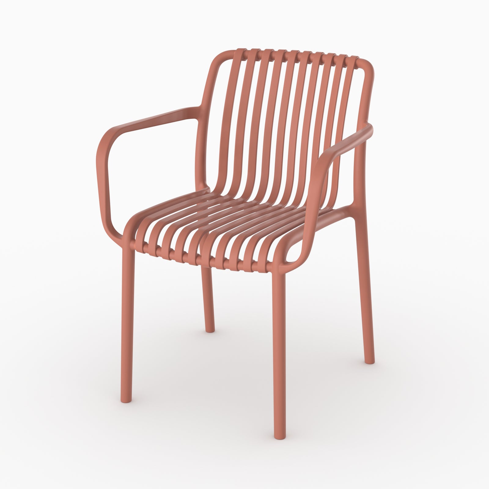 Chaise jardin Ivy plastique terracotta accoudoirs vue face