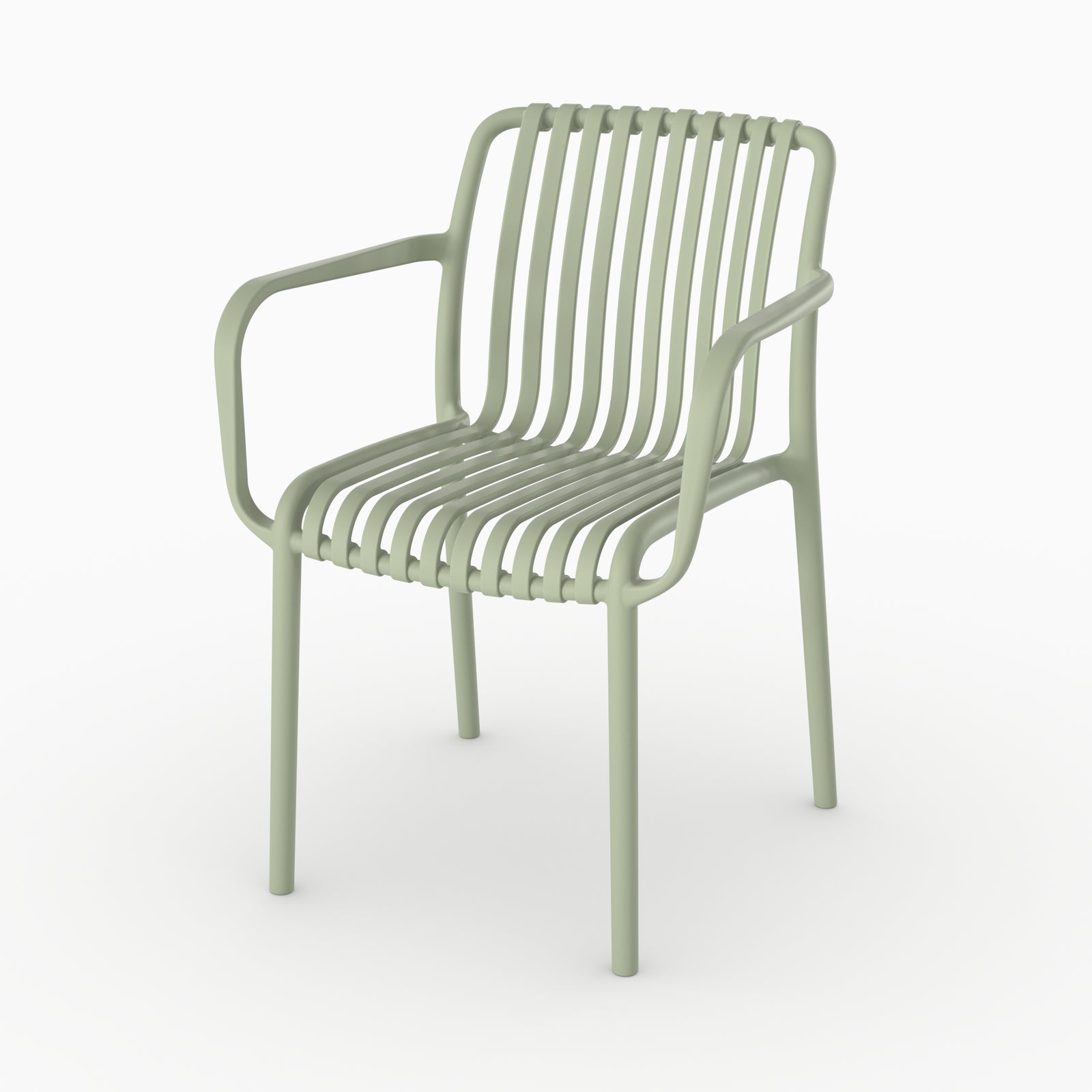 Chaise jardin Ivy plastique vert pastel accoudoirs vue face