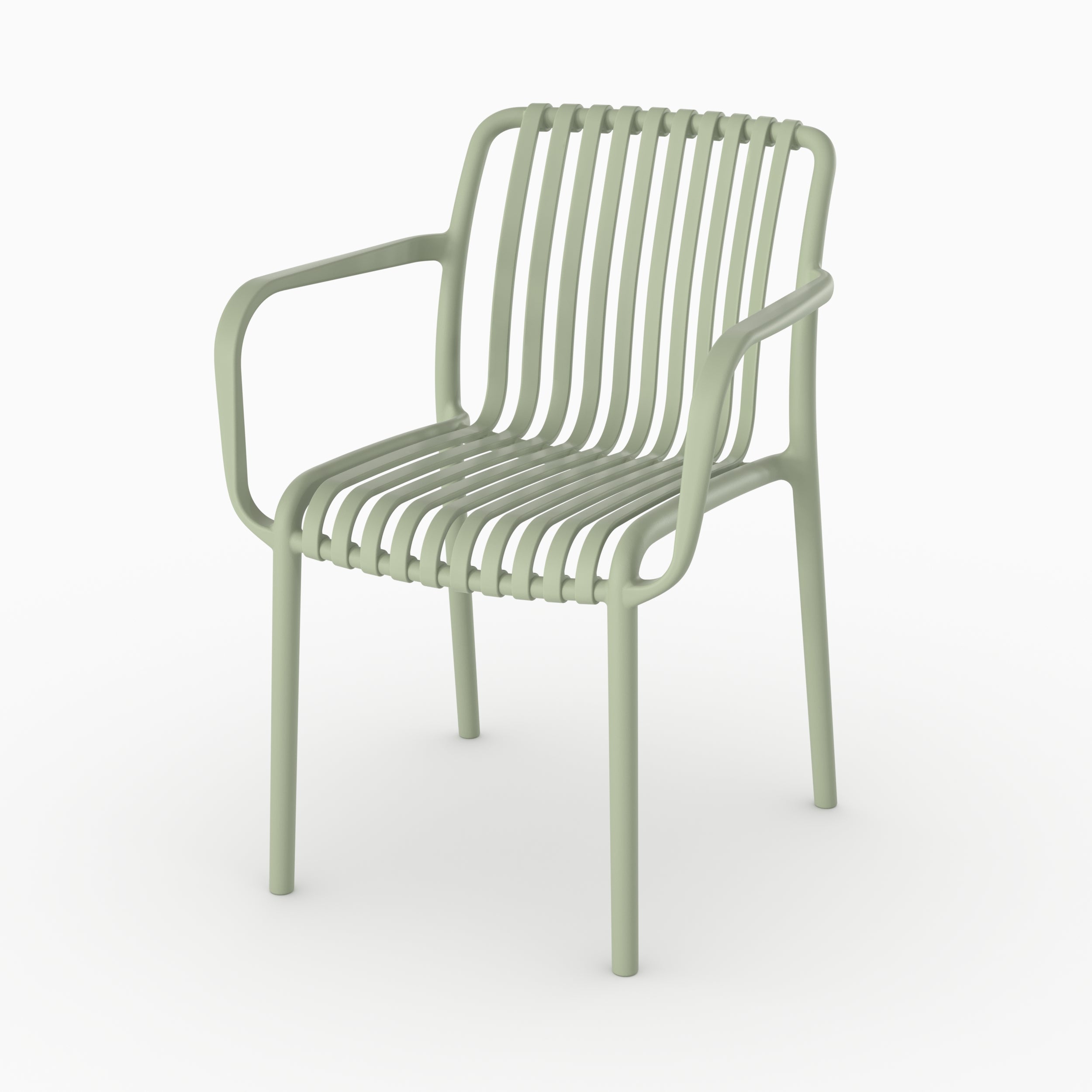 Chaise jardin Ivy plastique vert pastel accoudoirs vue face