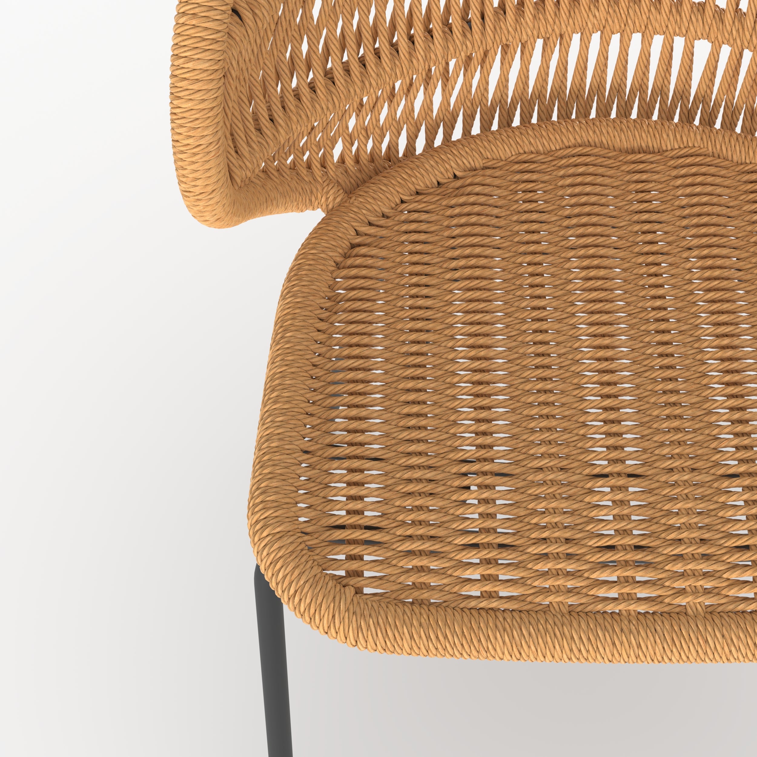 Détail du tressage en rotin synthétique de l'assise de la chaise Lara - Maison Pavane
