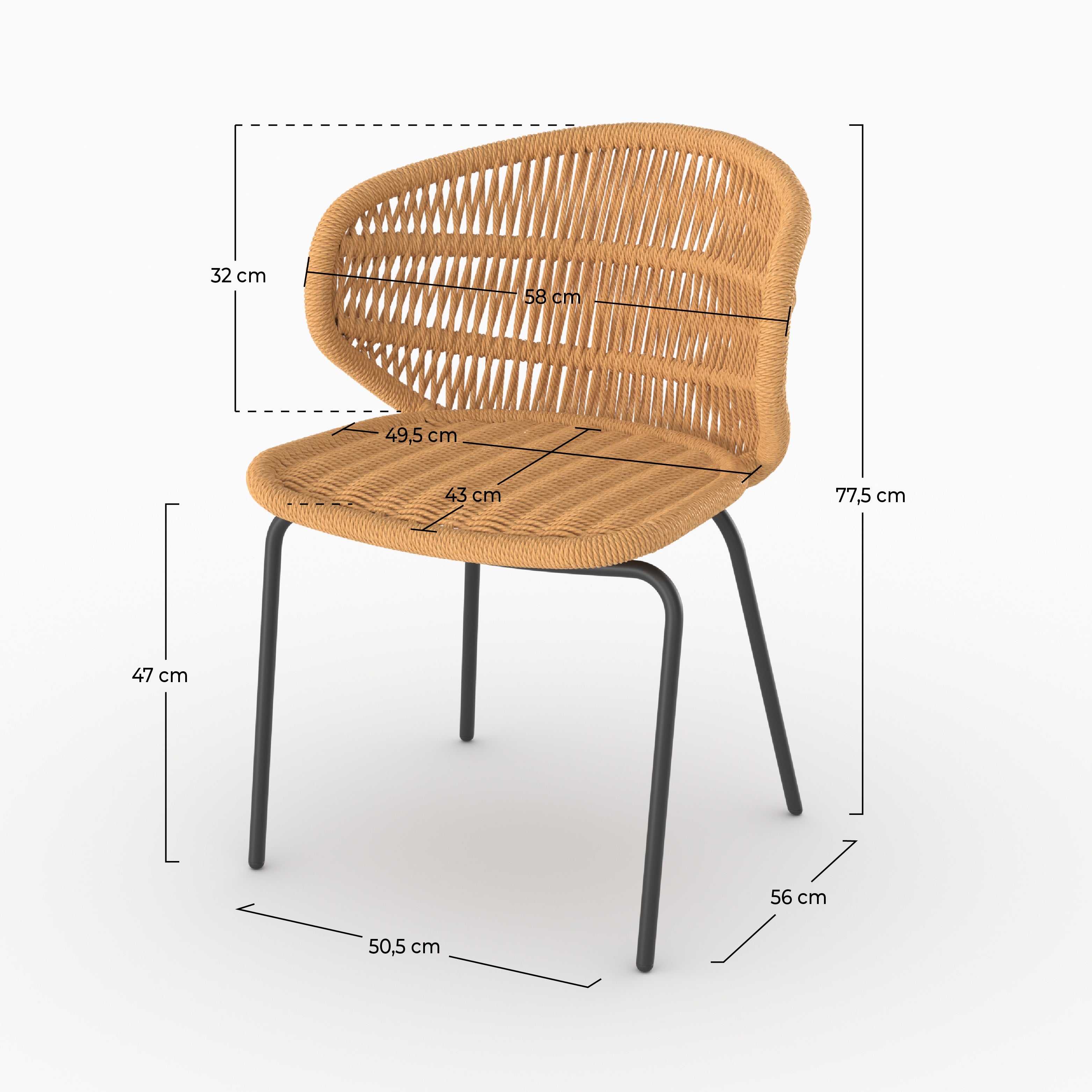 Lot de 2 chaises de jardin Lara en rotin synthétique