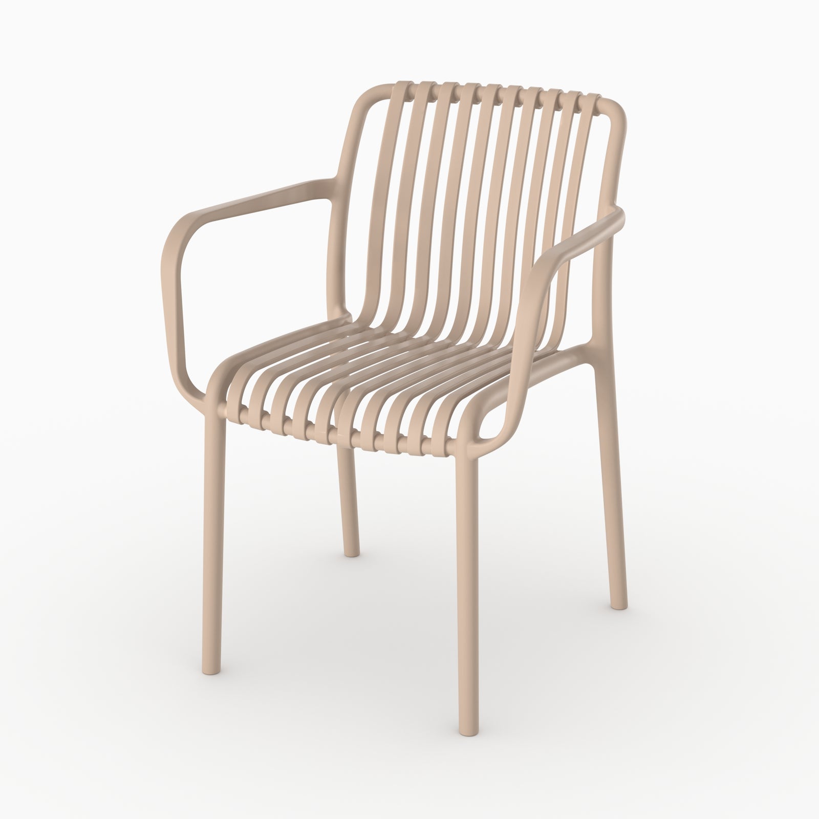 Chaise jardin plastique Ivy beige accoudoirs vue face