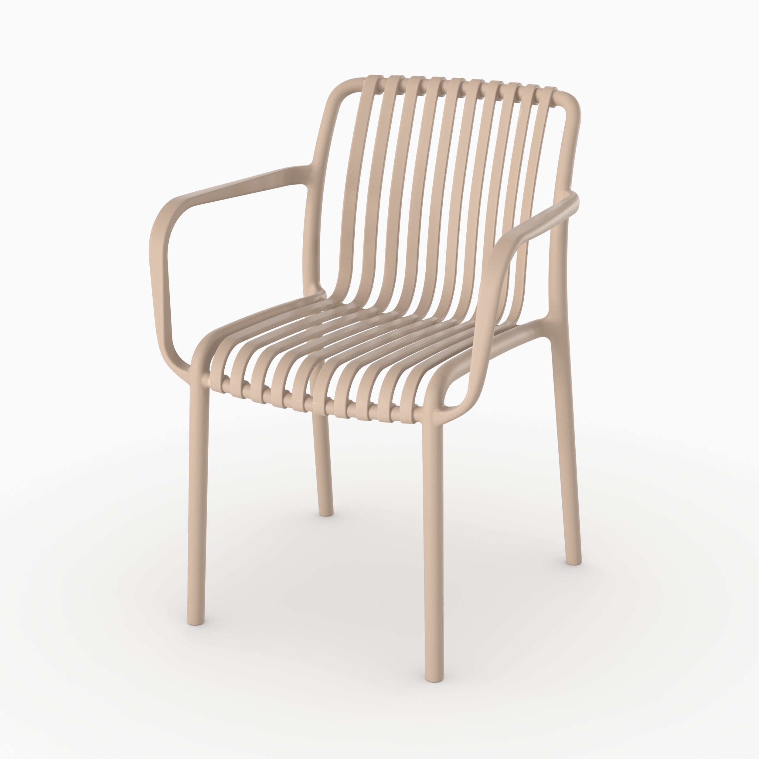 Chaise jardin plastique Ivy beige accoudoirs vue face