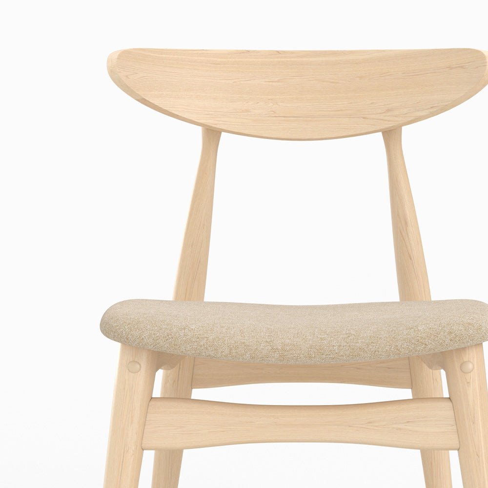sedia Josette in tessuto beige e legno chiaro set di 2