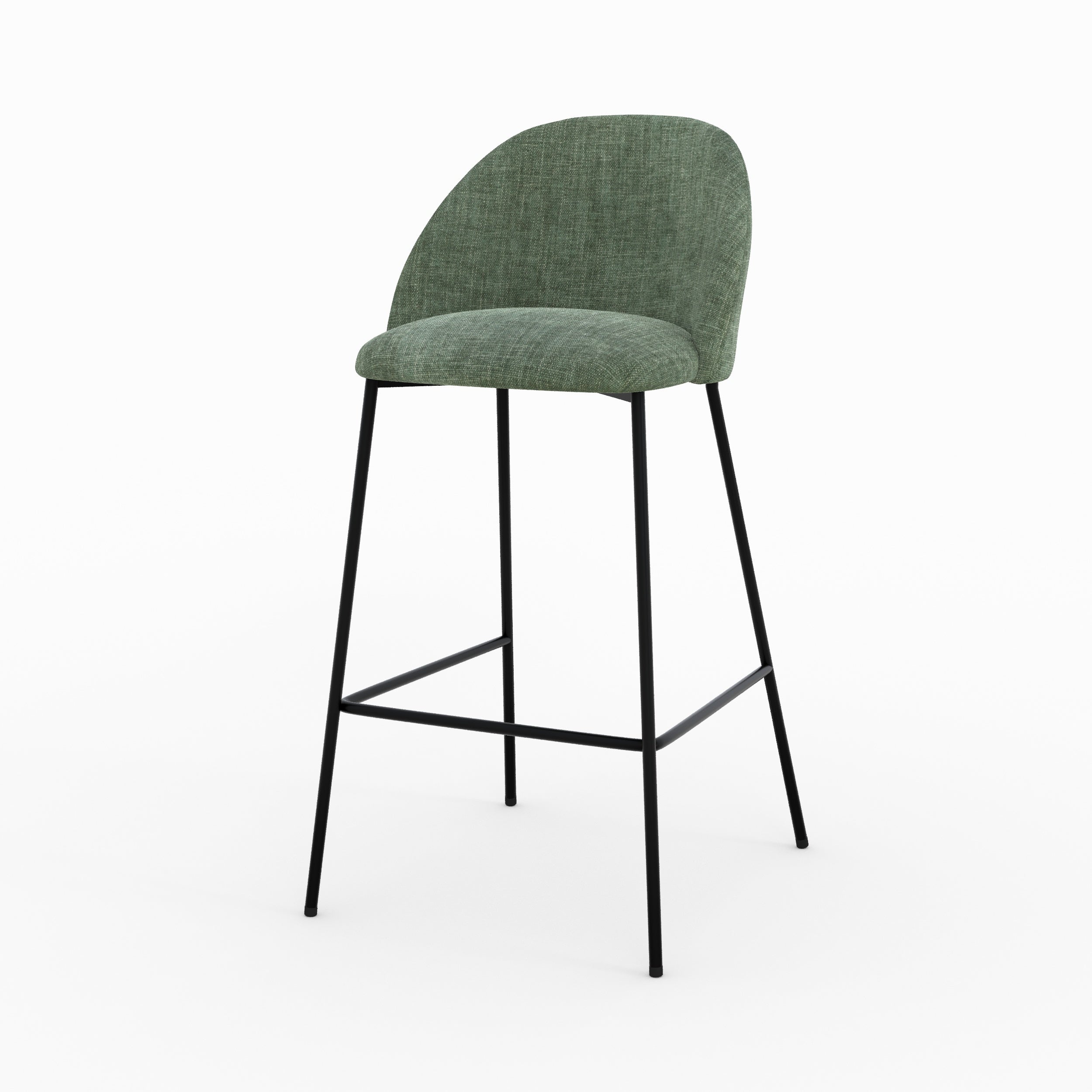 Chaise Karl ilot central tissu texture vert sapin vue trois quarts avant