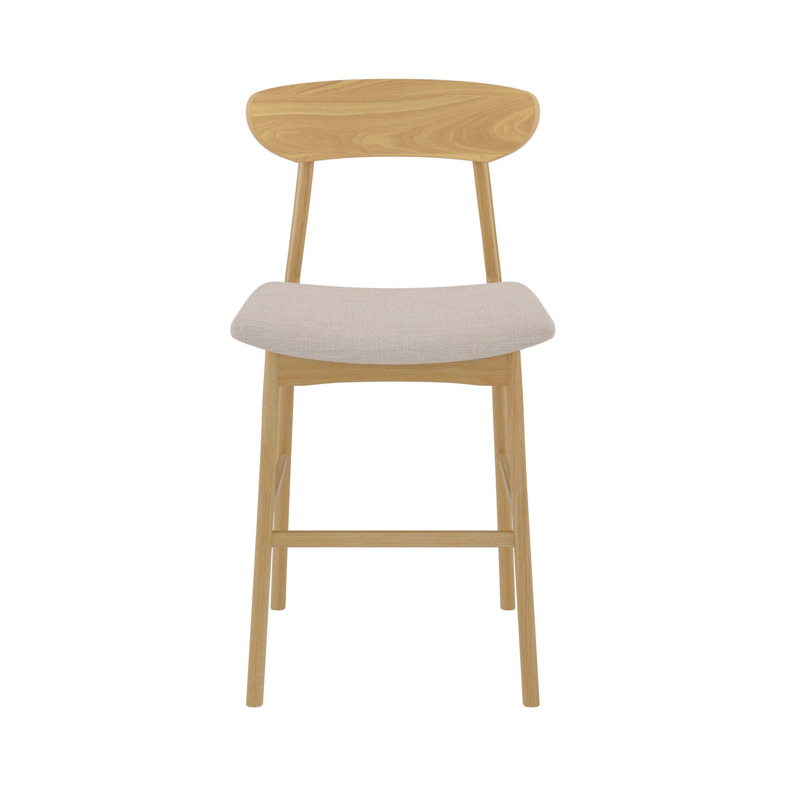 set di 2 sedie da bar Lana a mezza altezza in tessuto beige e legno