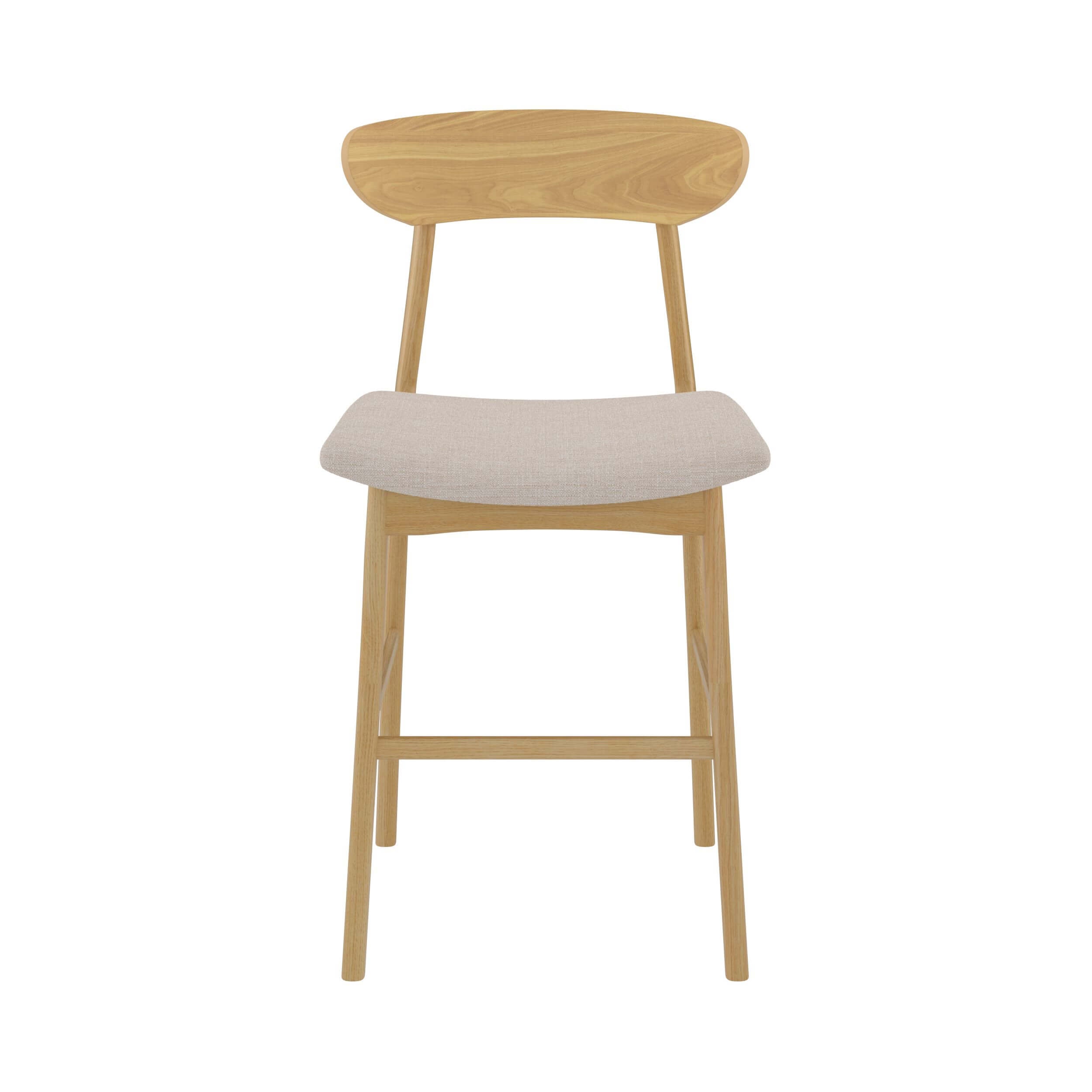 chaise lana de bar mi hauteur en tissu beige et bois lot de 2