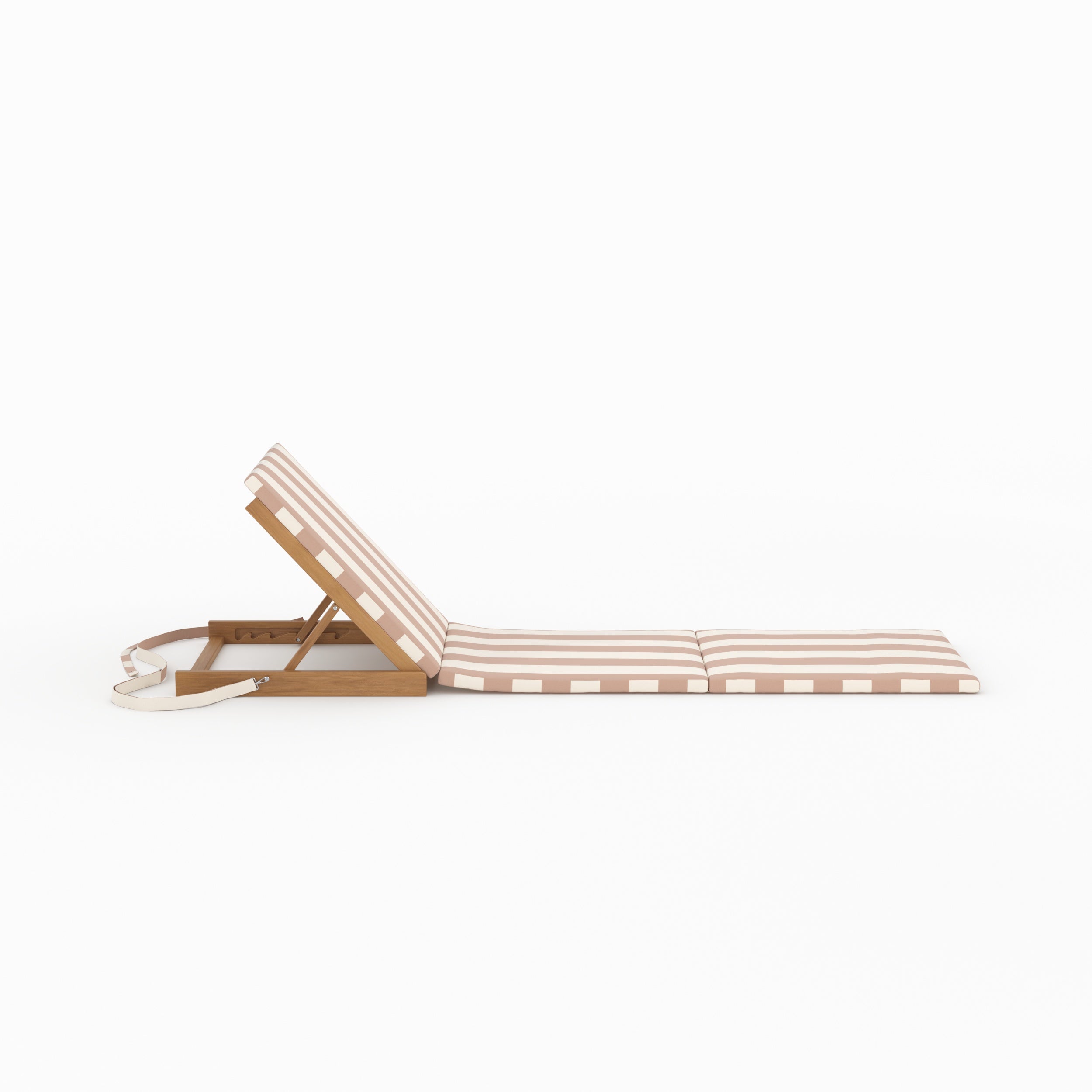 Chaise longue plage pliable balabac rayures écru taupe vue côté