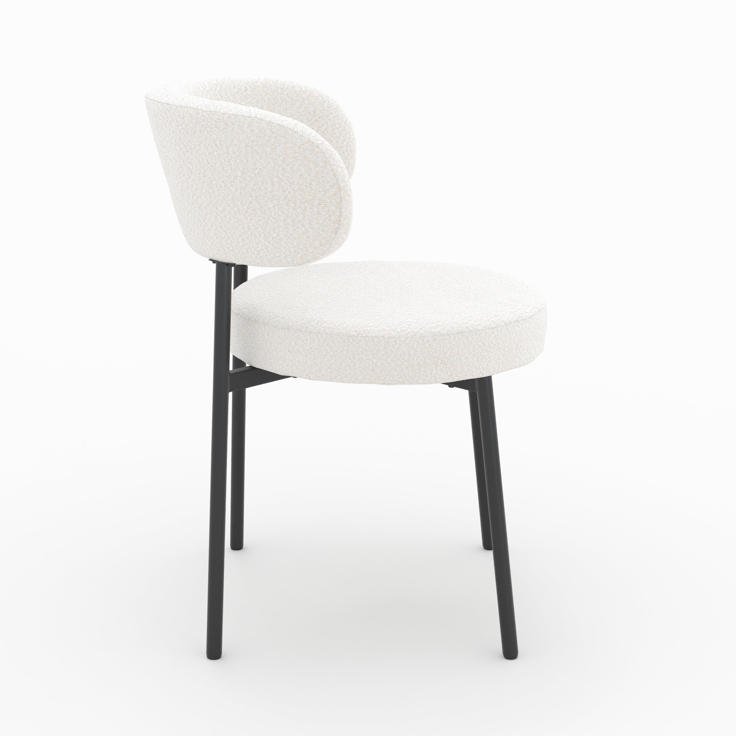 sedia maelie in tessuto boucle beige set di 2 piedi in metallo nero_1